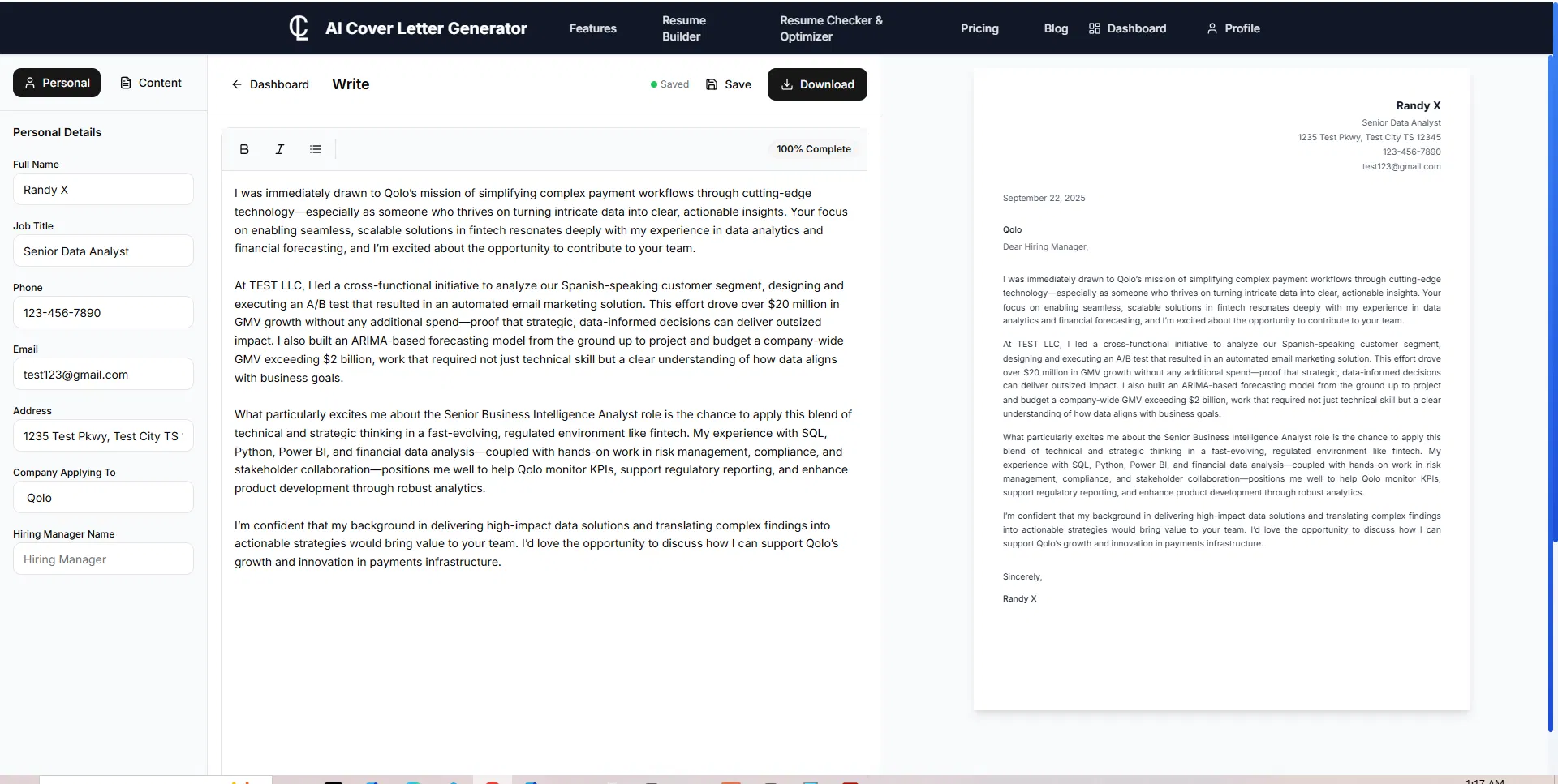 AI Cover Letter Generator