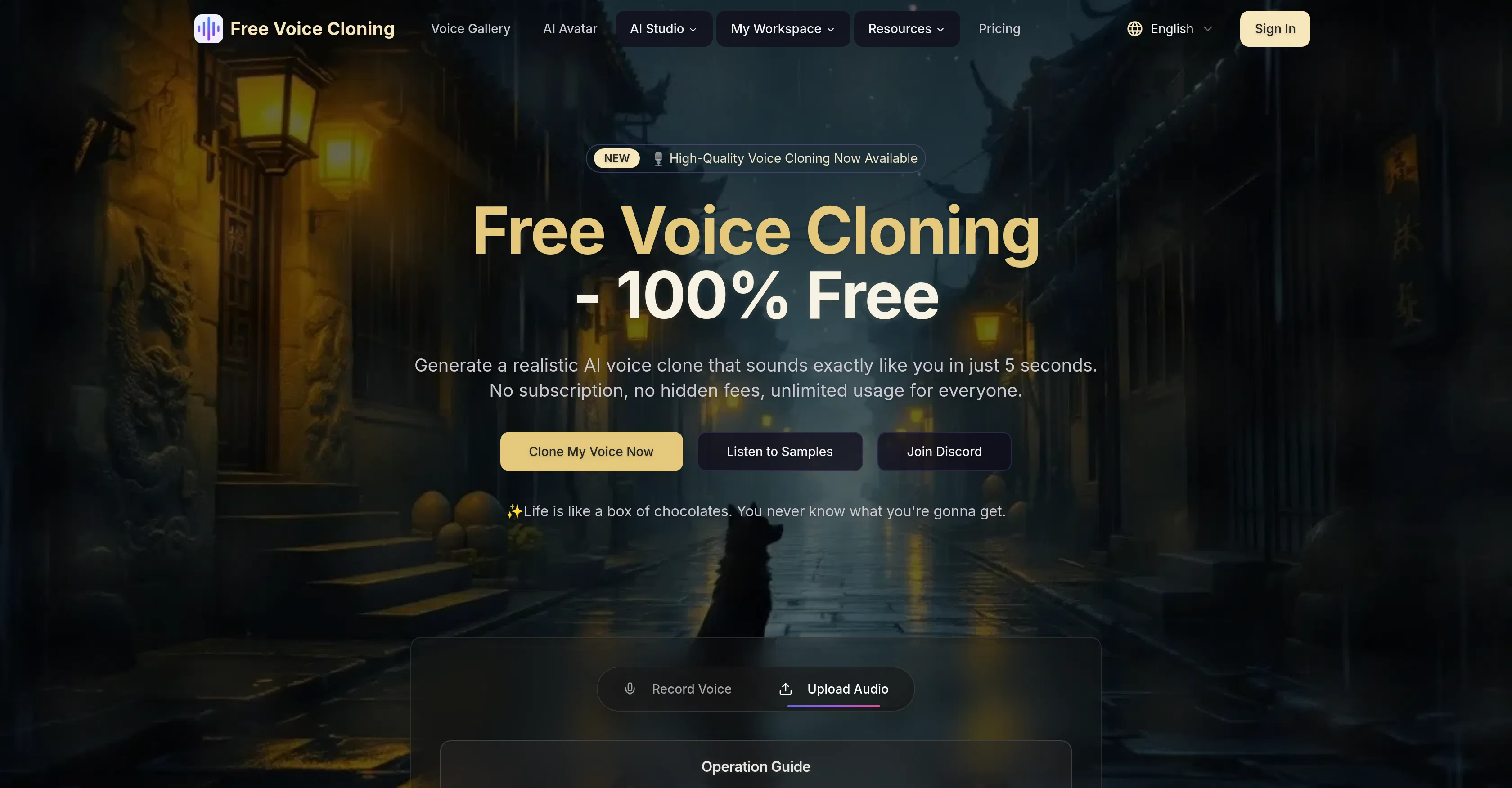 AI Clone Voice Free.com screenshot