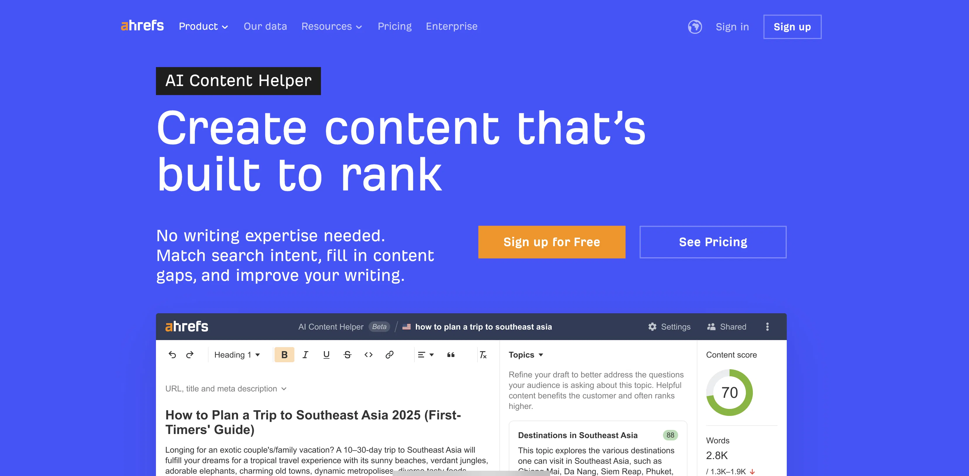 AI Content Helper by Ahrefs screenshot