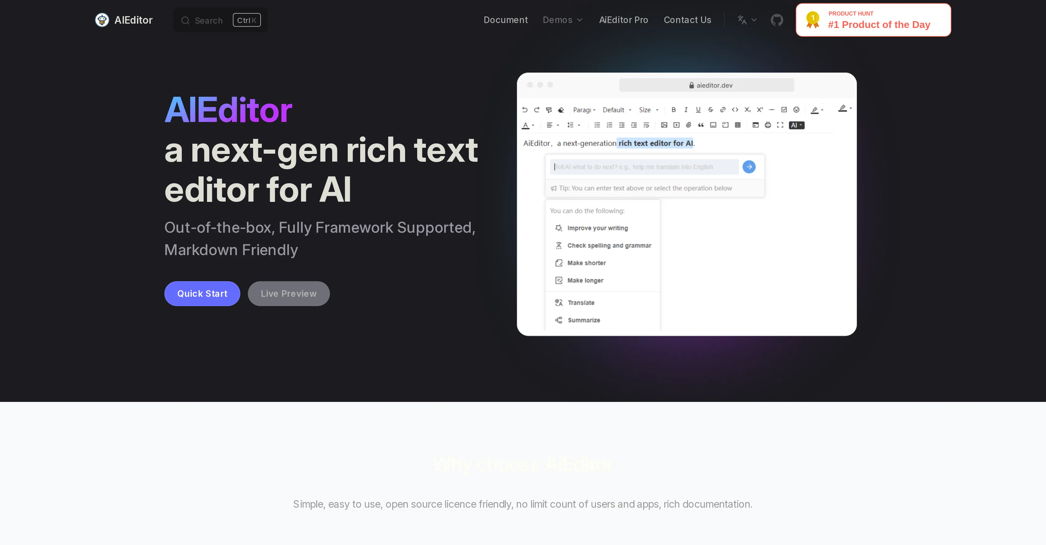 AI Editor screenshot