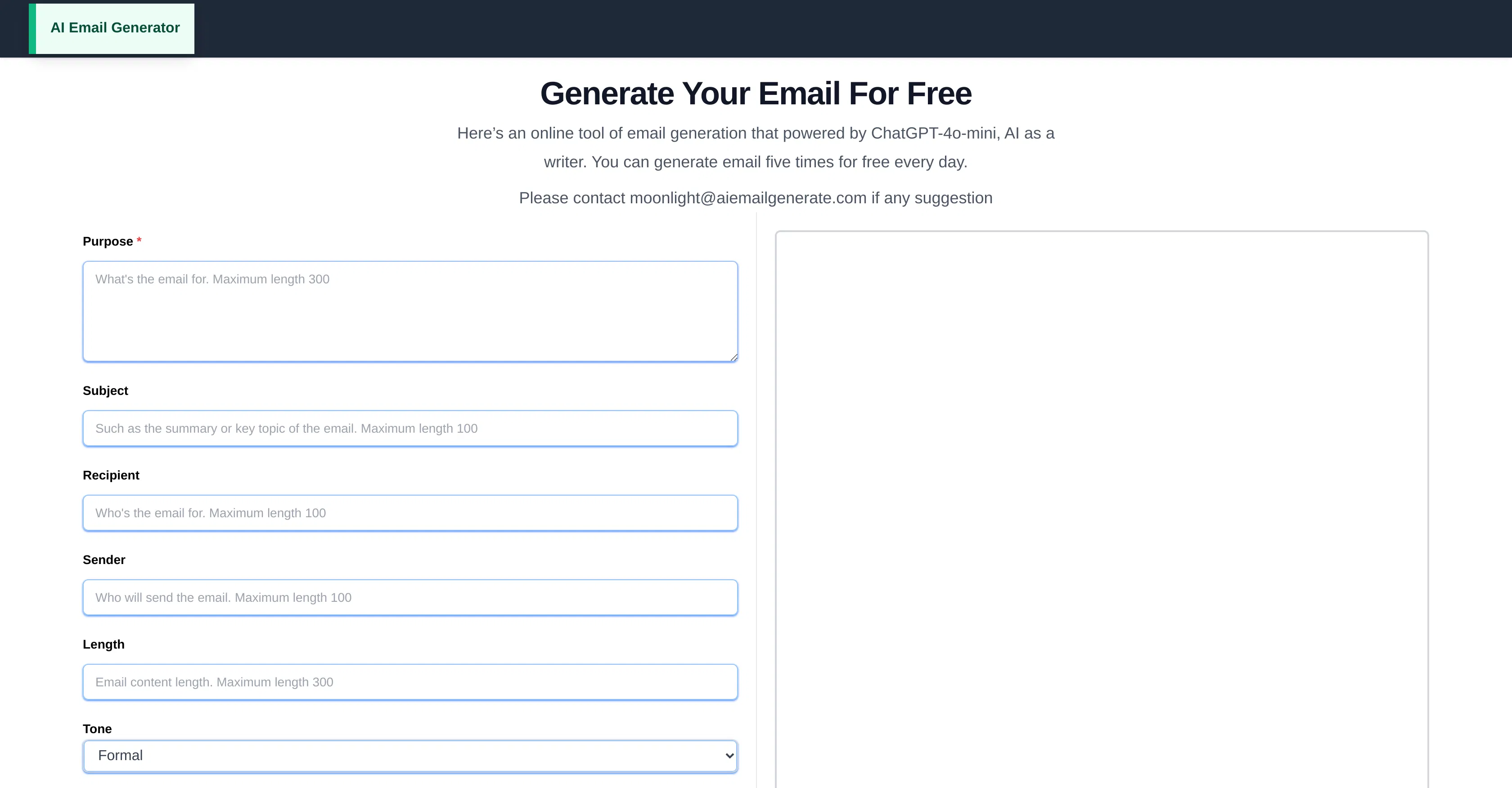 AI Email Generator screenshot
