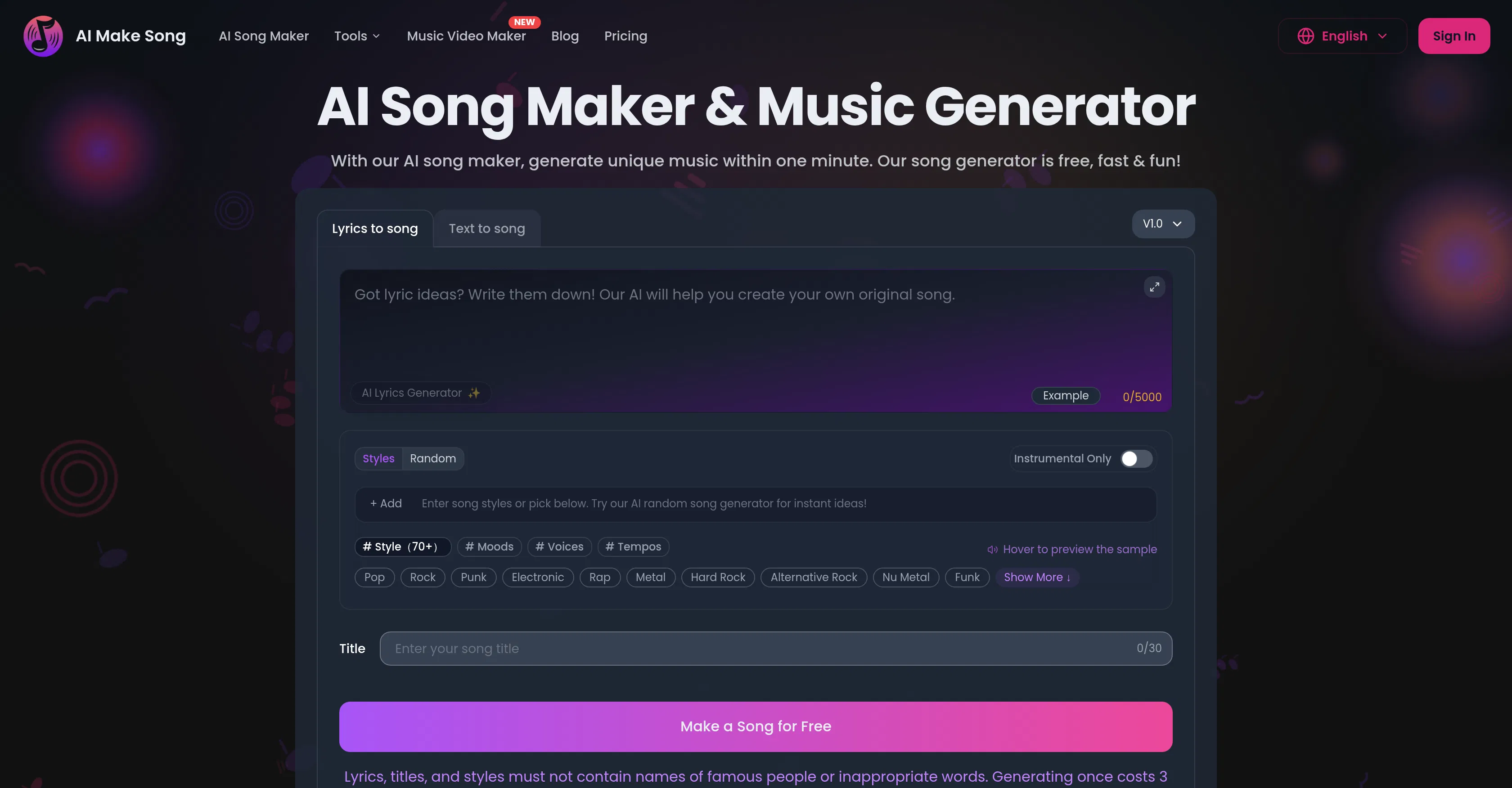 AI Make Song.com screenshot