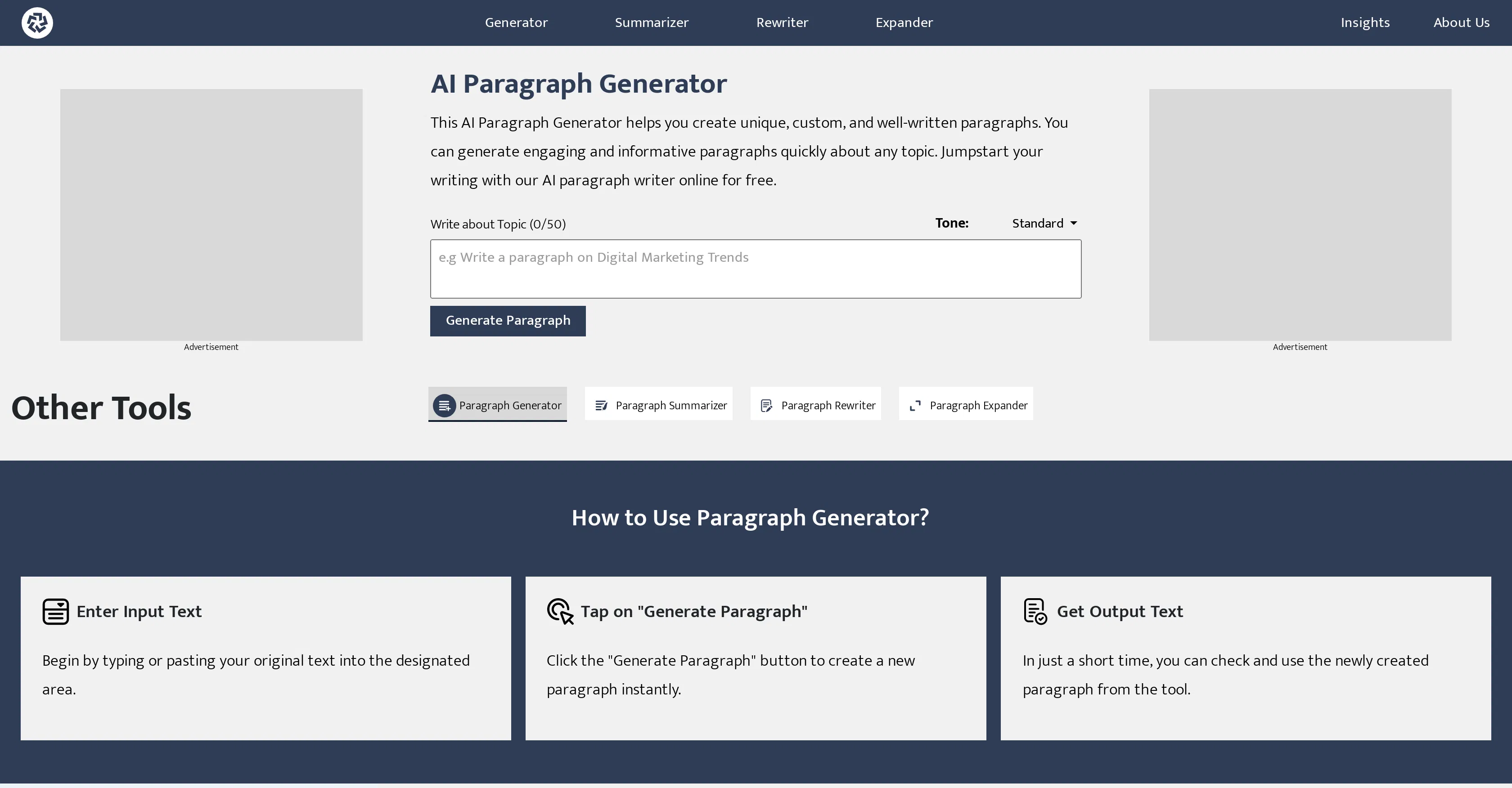 AI Paragraph Generator screenshot