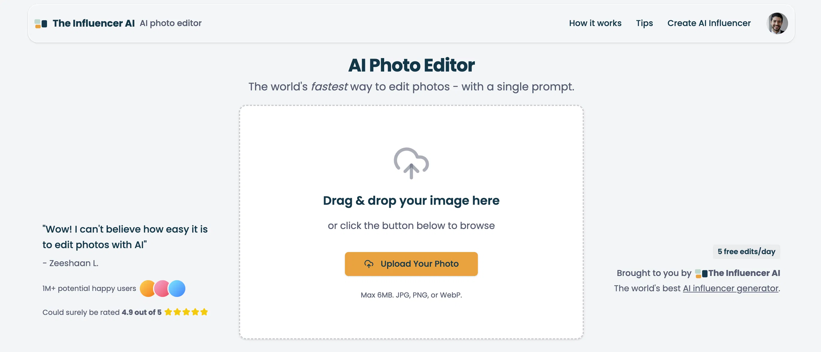 AI Photo Editor by The Influencer AI screenshot