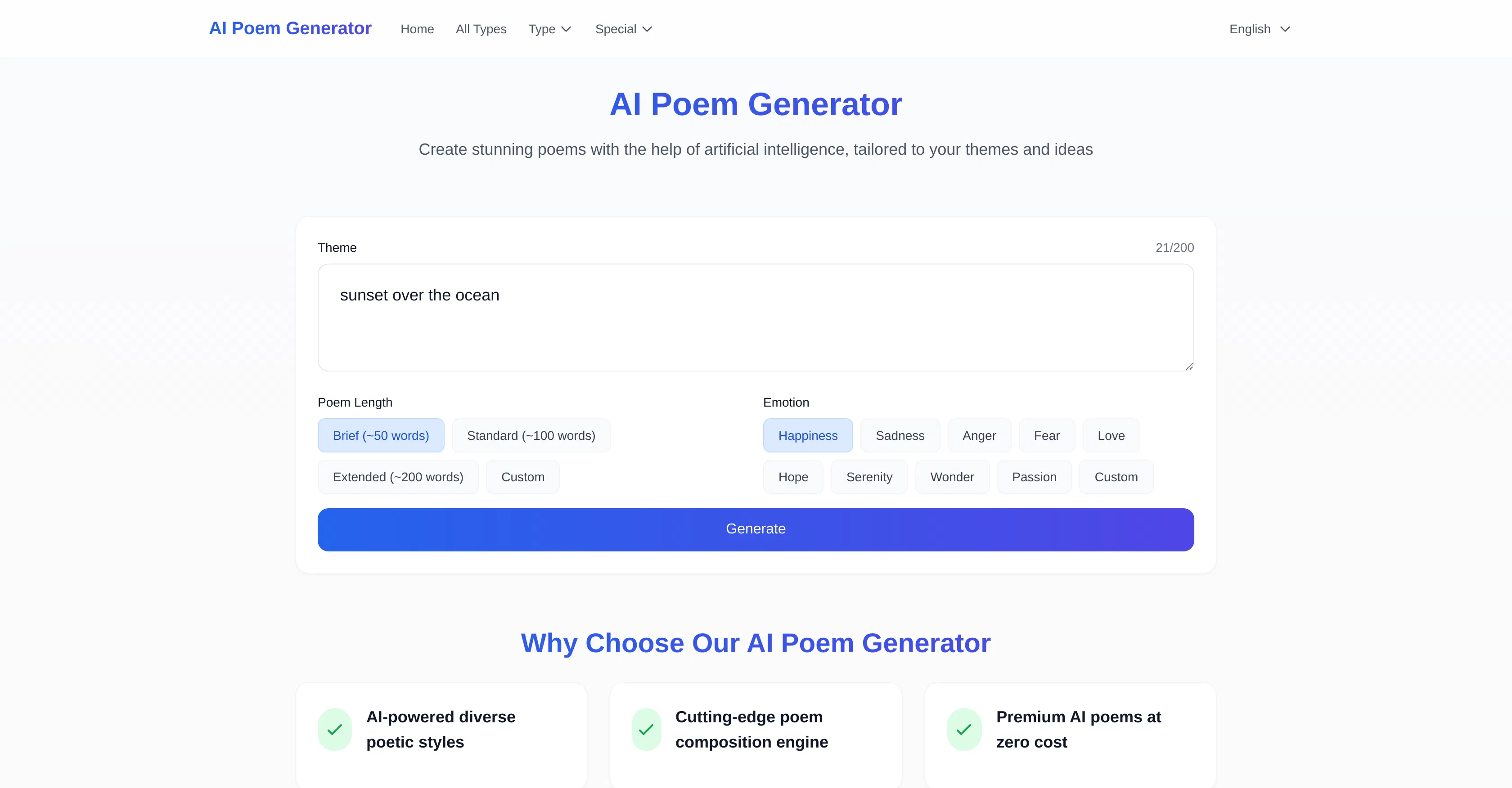 AI Poem Generator screenshot
