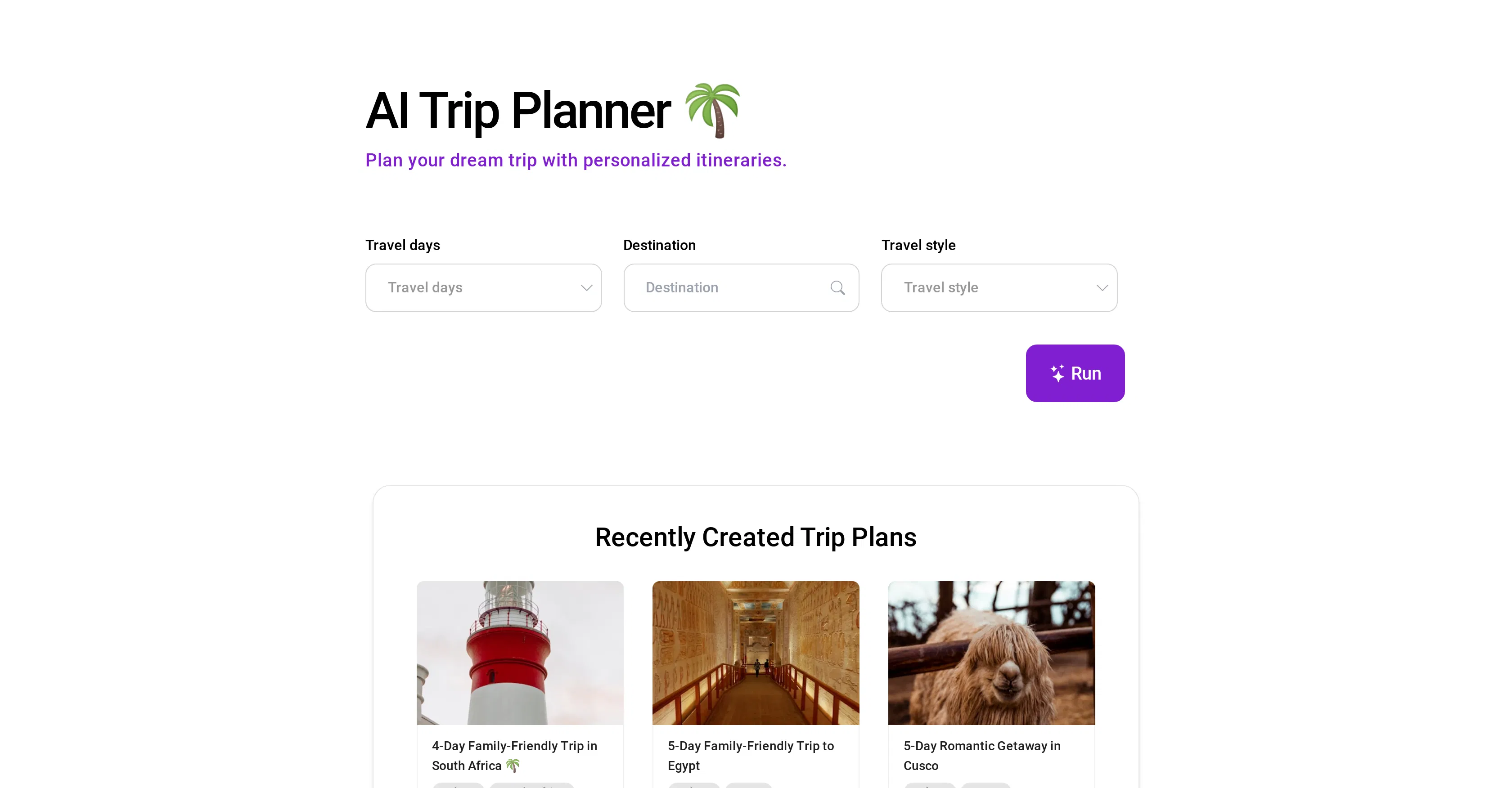 AI Trip Planner screenshot