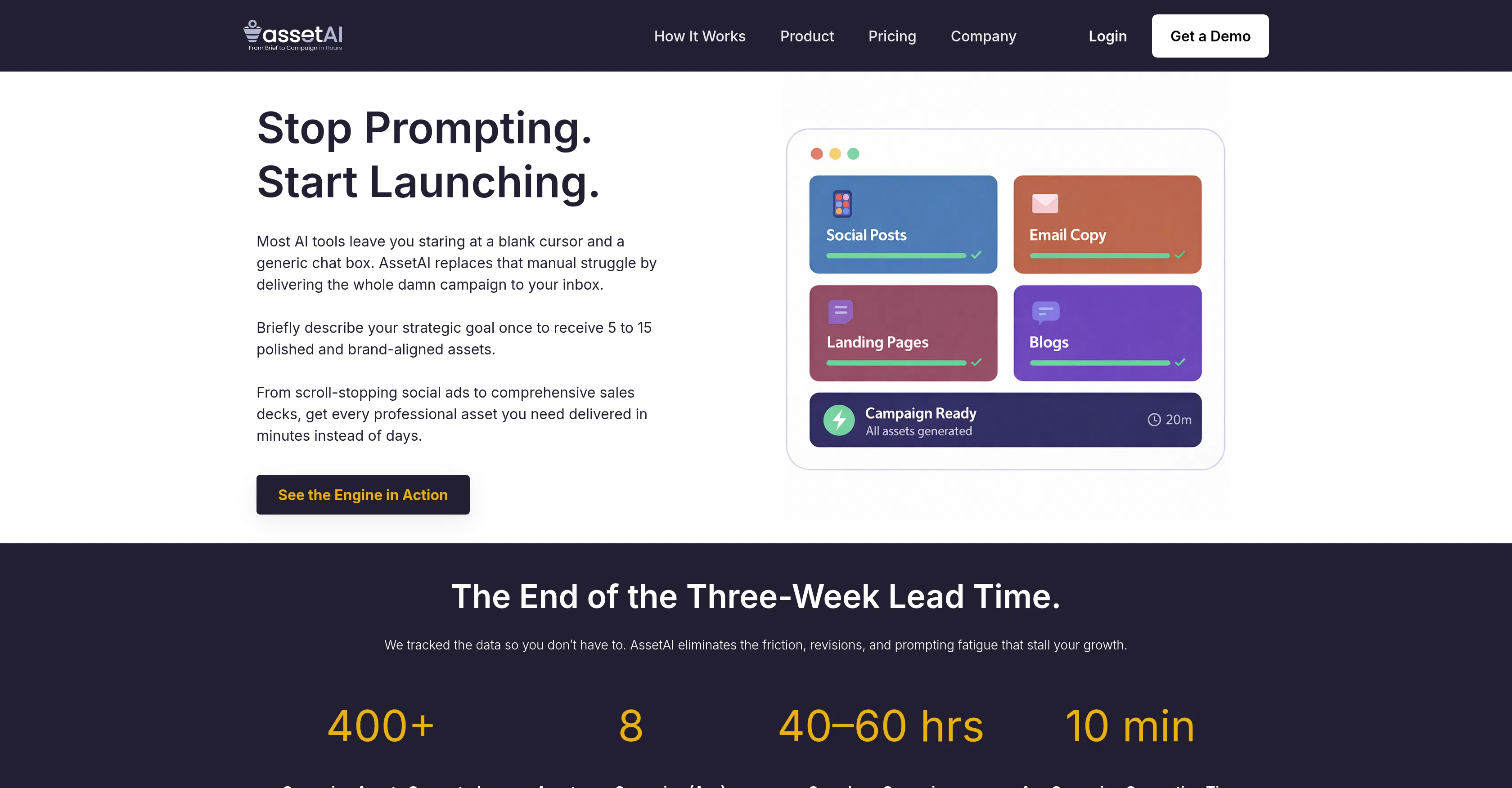 AssetAI Marketing Platform screenshot