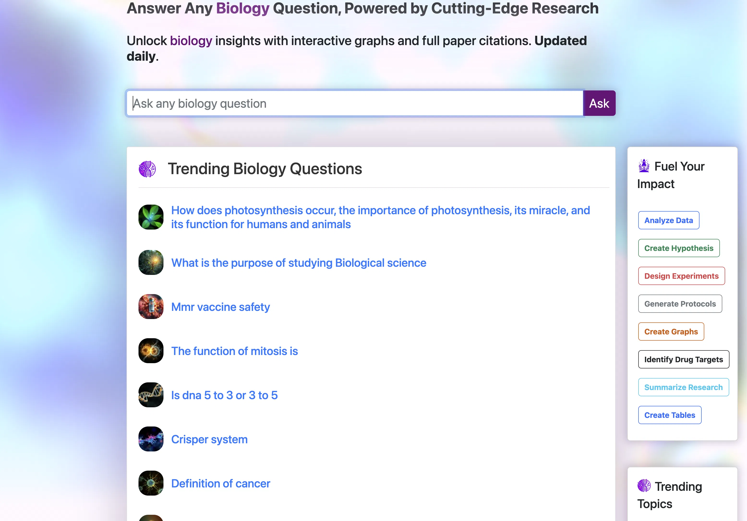 bioloGPT screenshot