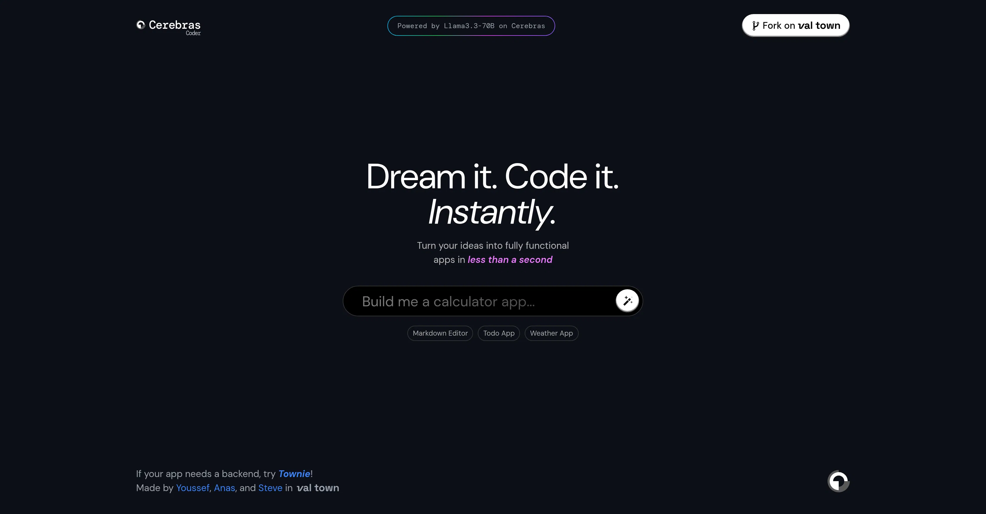 CerebrasCoder screenshot