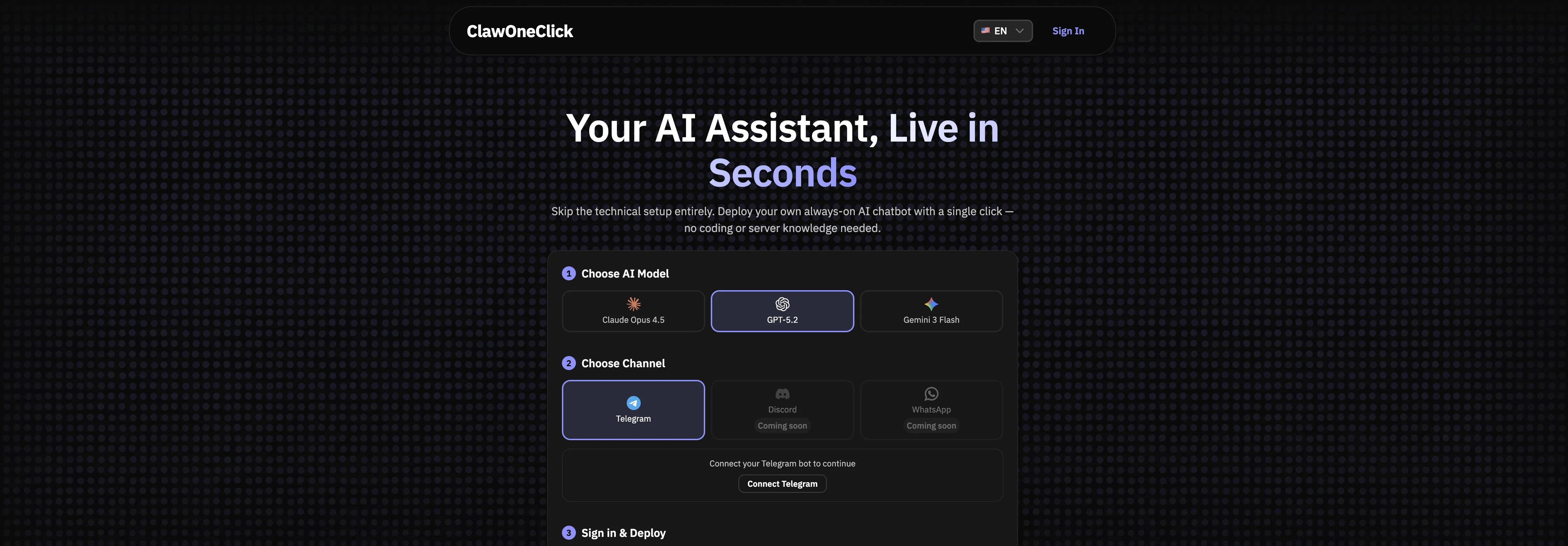 ClawOneClick screenshot