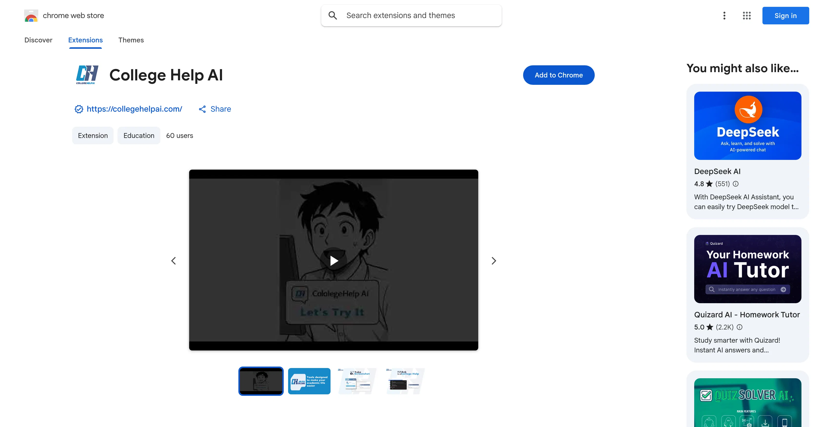 College Help AI screenshot
