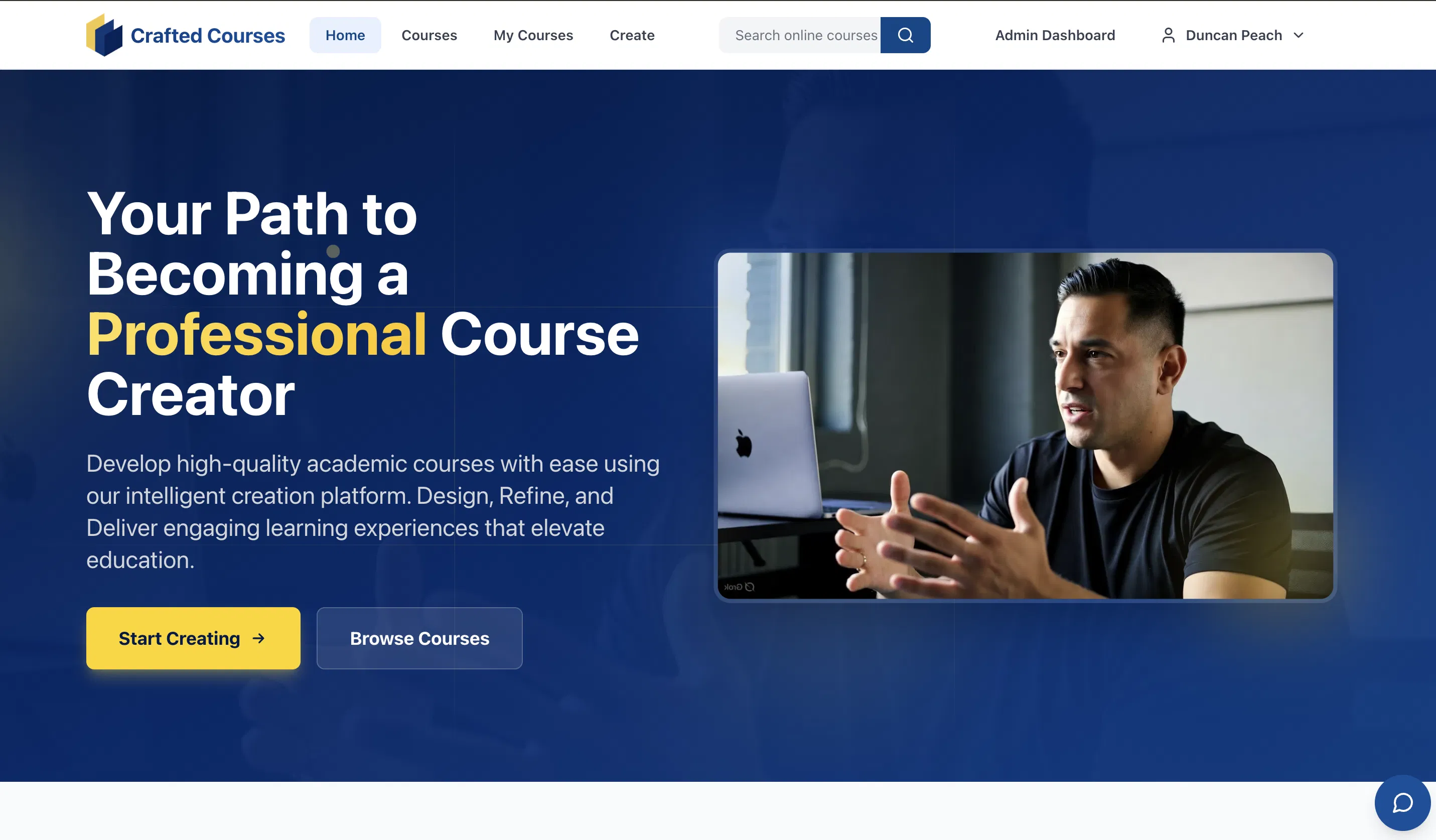 CraftedCourses.io screenshot
