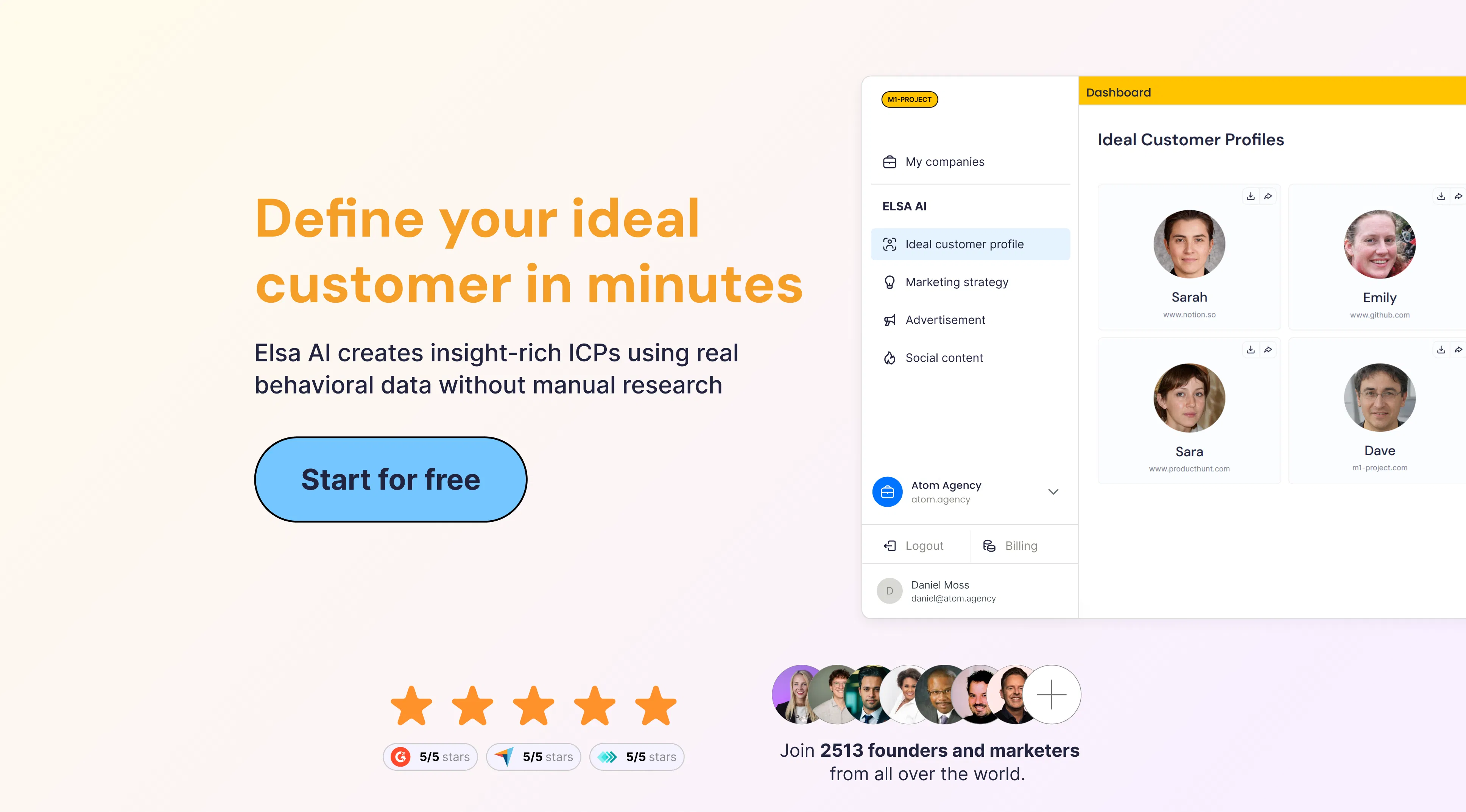Customer Research (Elsa AI) screenshot