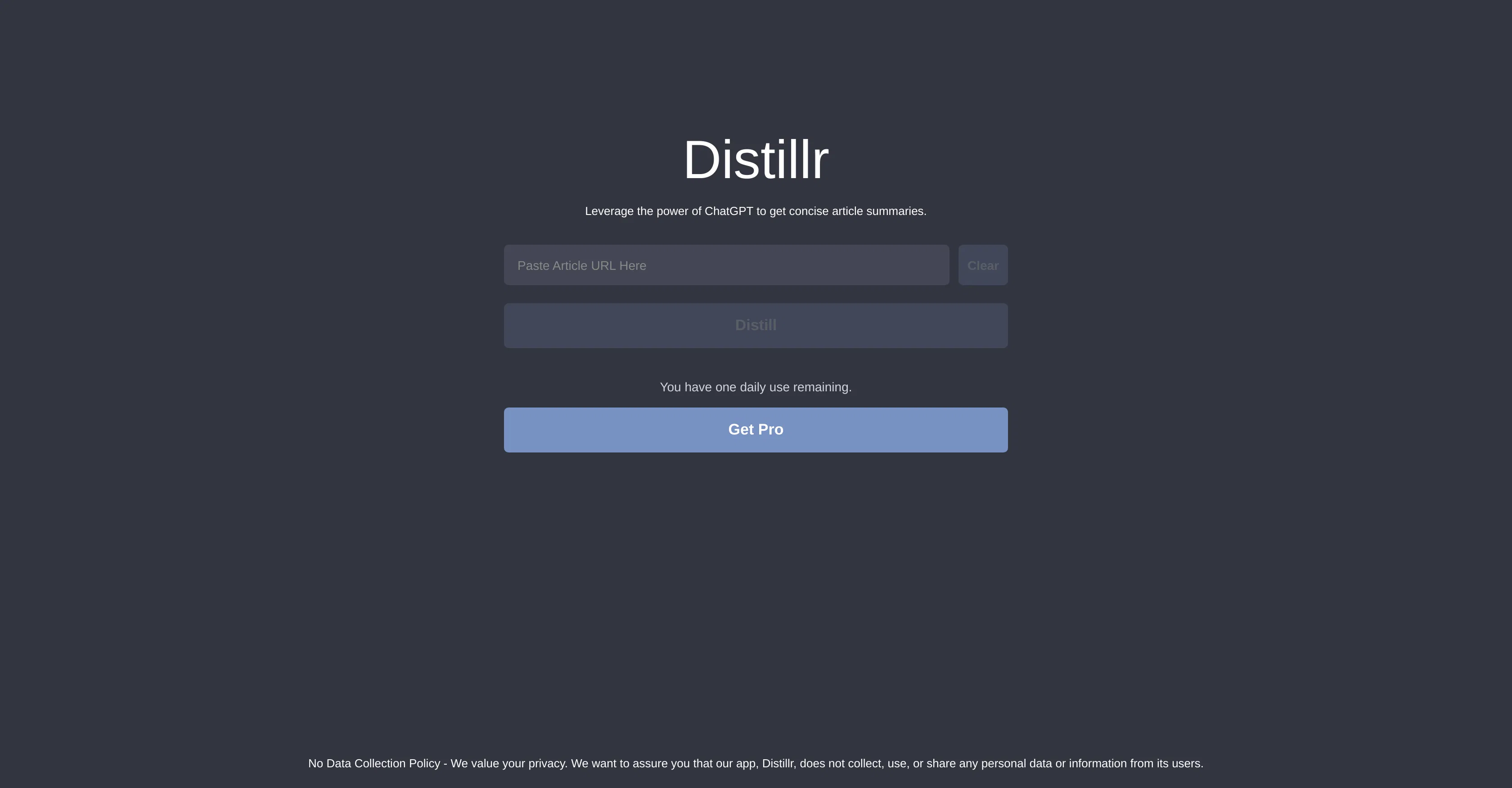 Distillr screenshot