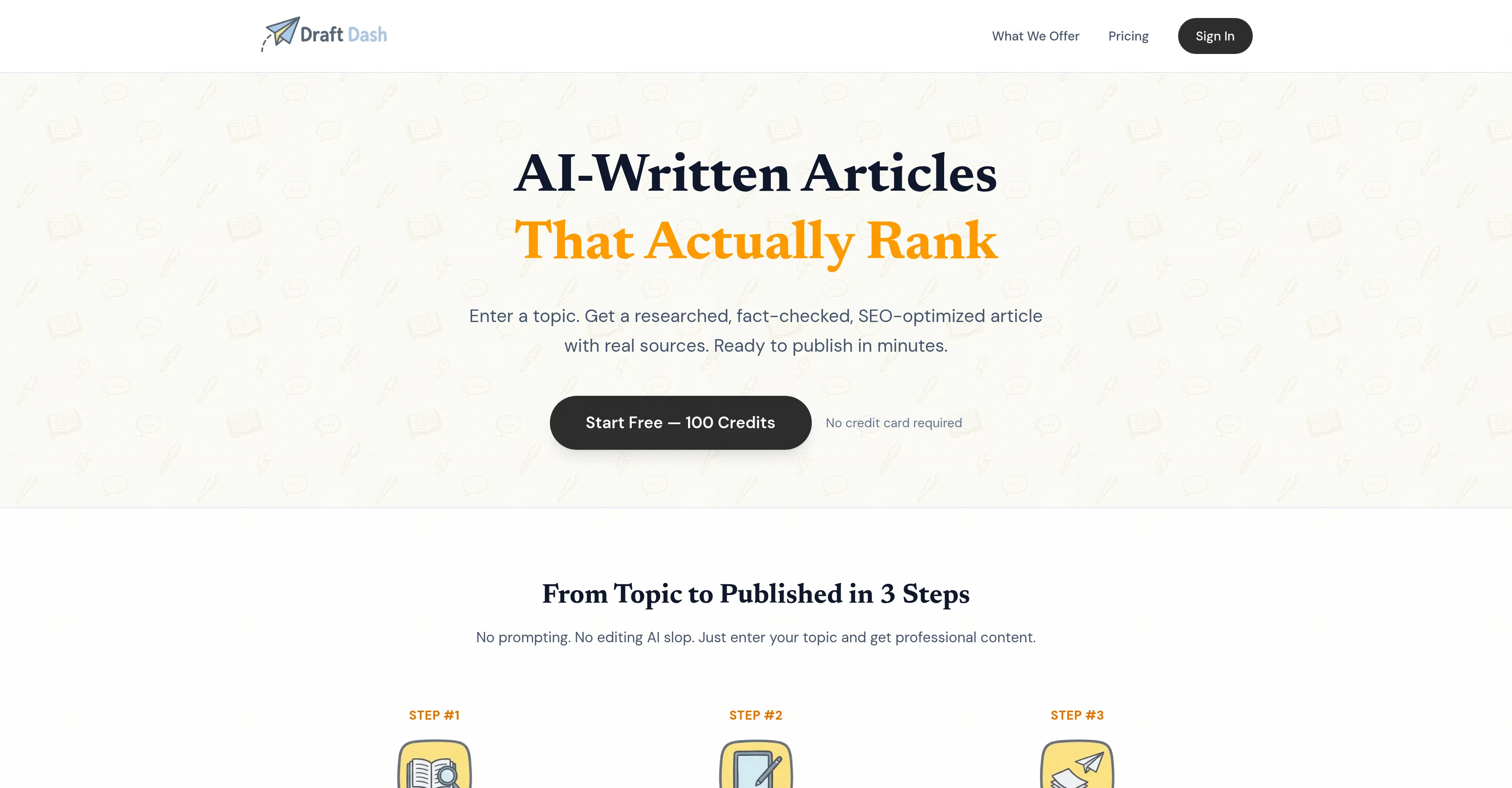 Draft Dash - AI Article Writer with Real Sources screenshot