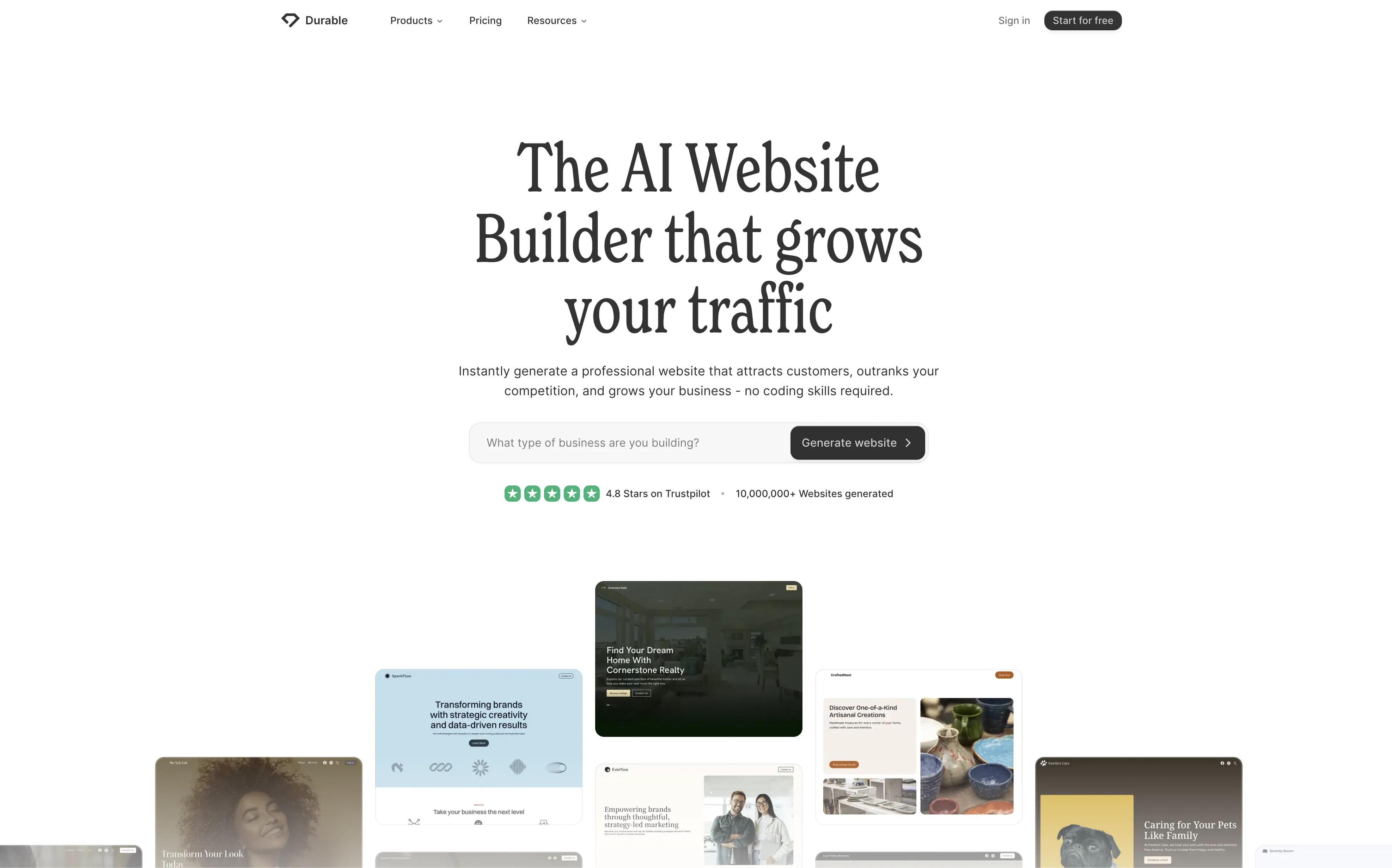 Durable AI Website Builder screenshot