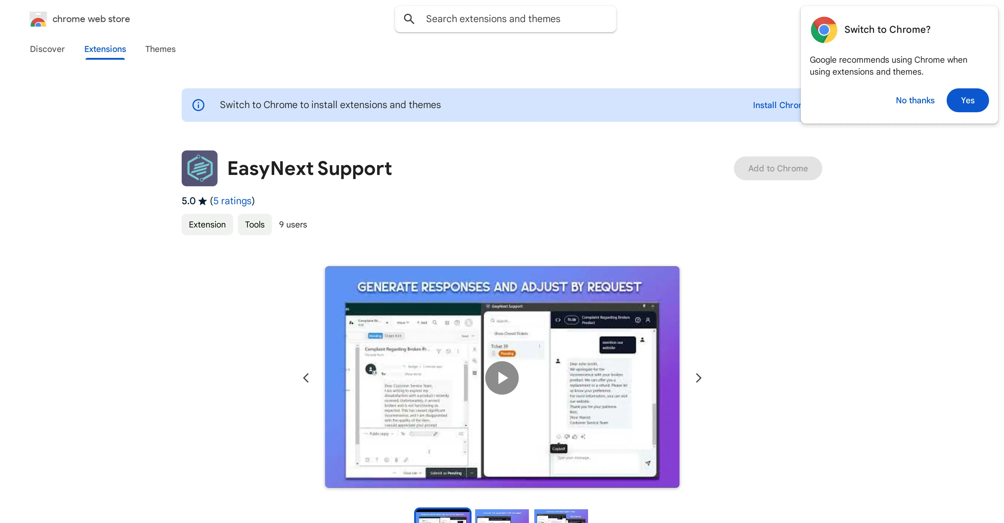 EasyNext Support screenshot