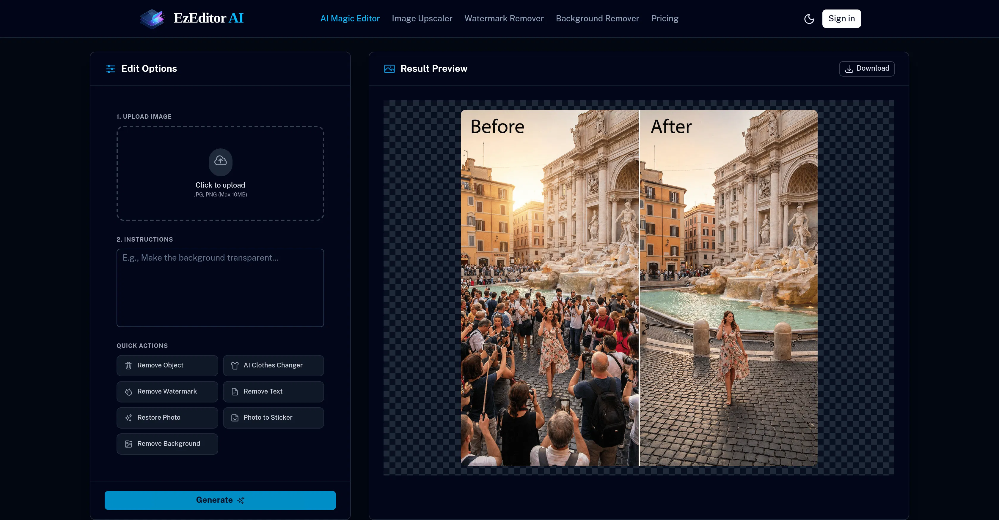EzEditor AI Magic Editor screenshot