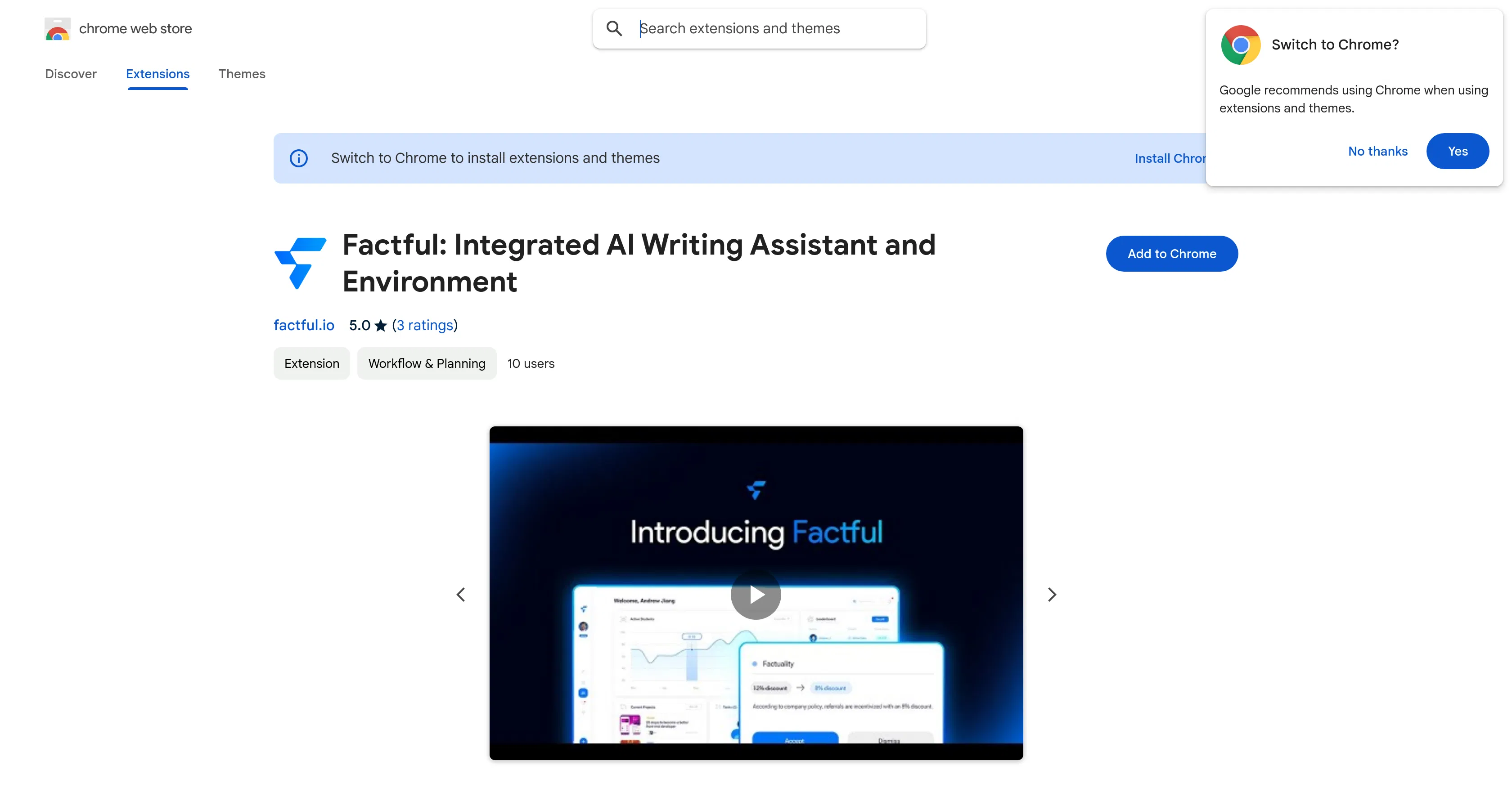 Factful: Integrated AI Writing Assistant screenshot