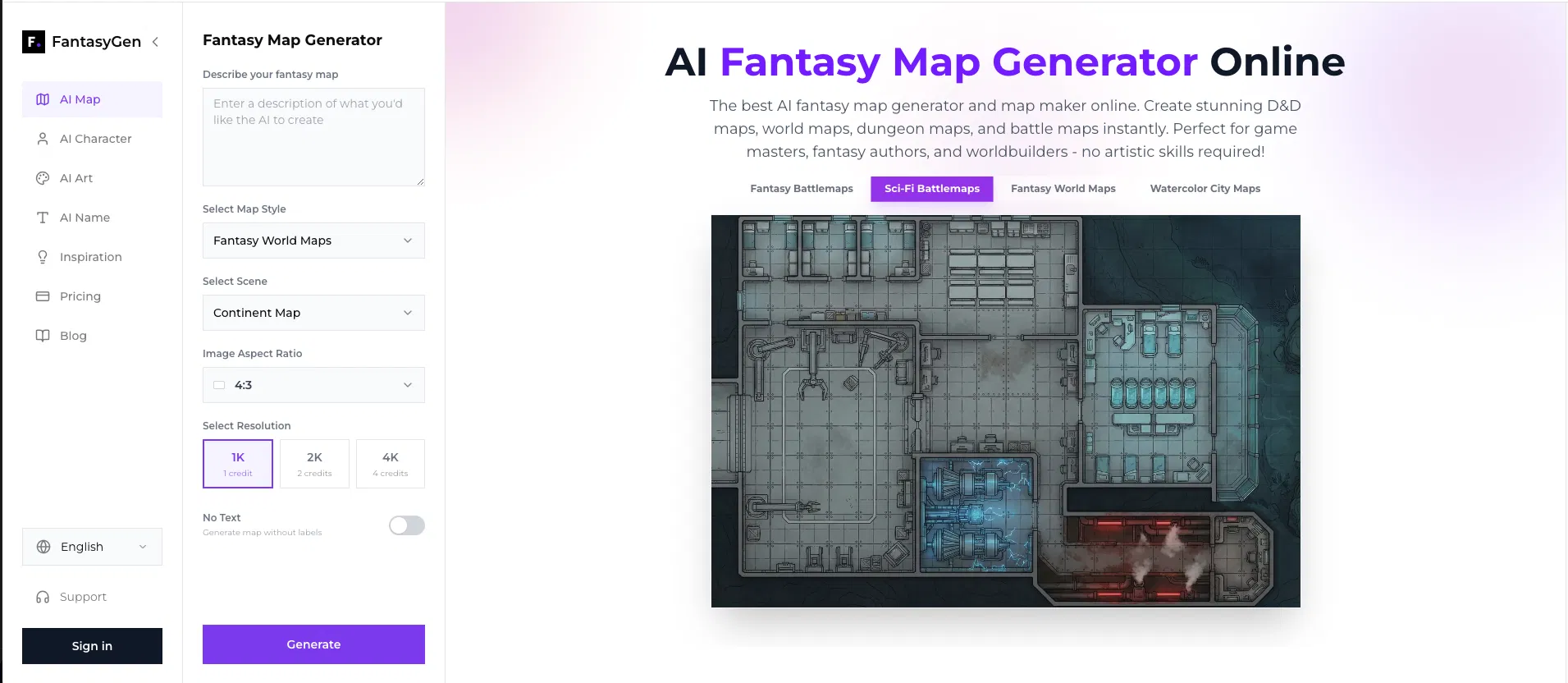 FantasyGen -  AI Fantasy Map Generator screenshot