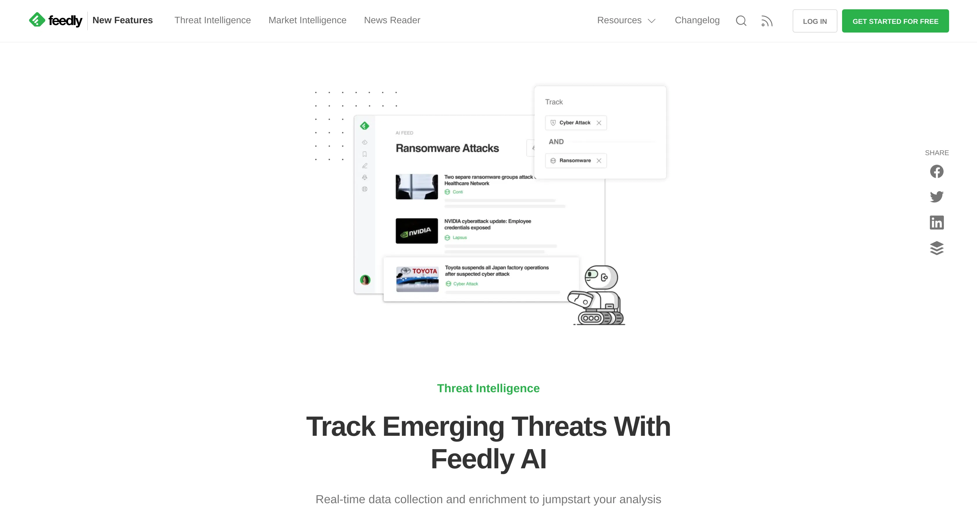 Feedly for Threat Intelligence screenshot