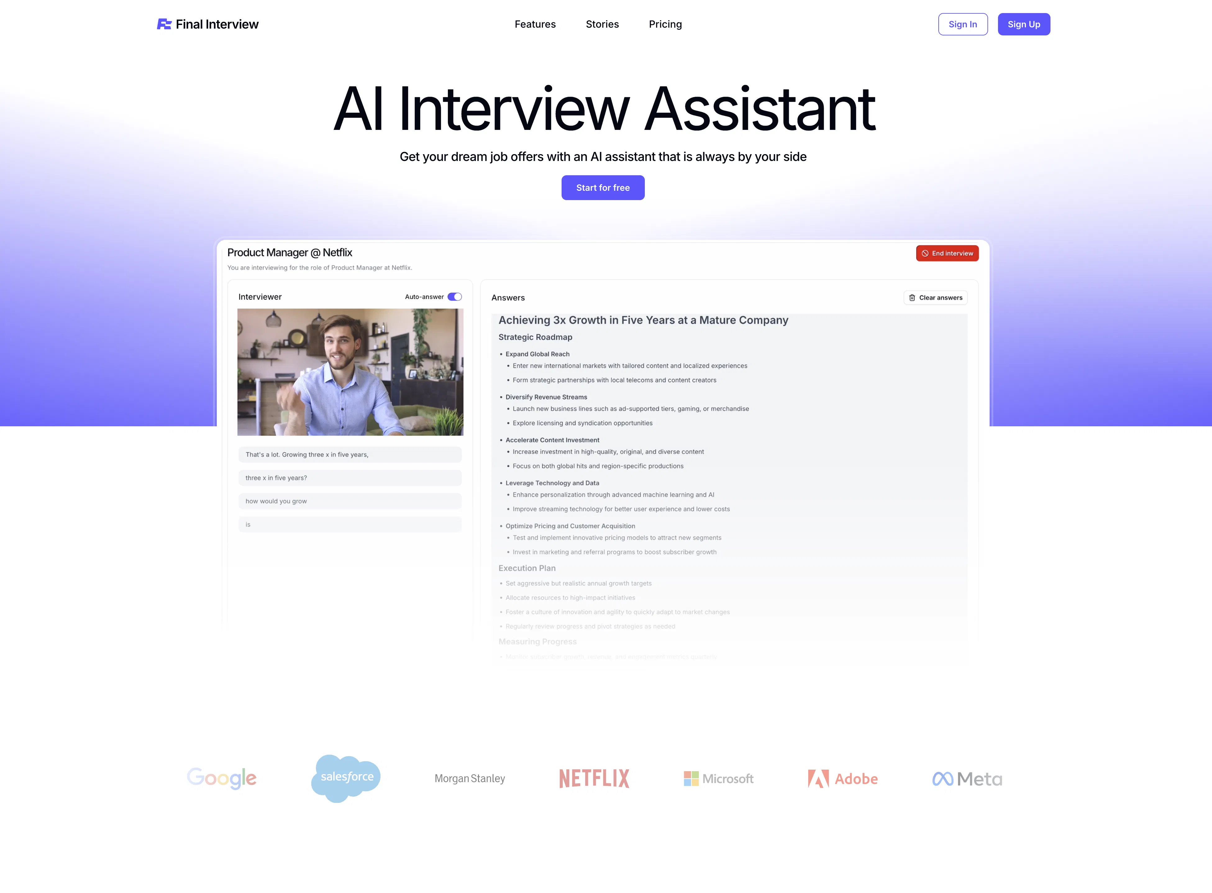 Final Interview screenshot