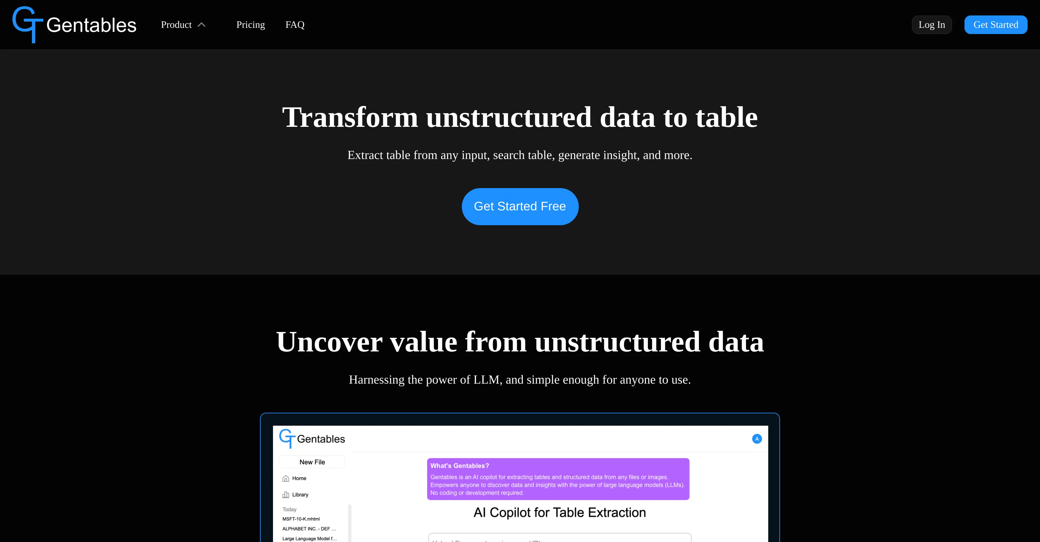 Gentables screenshot