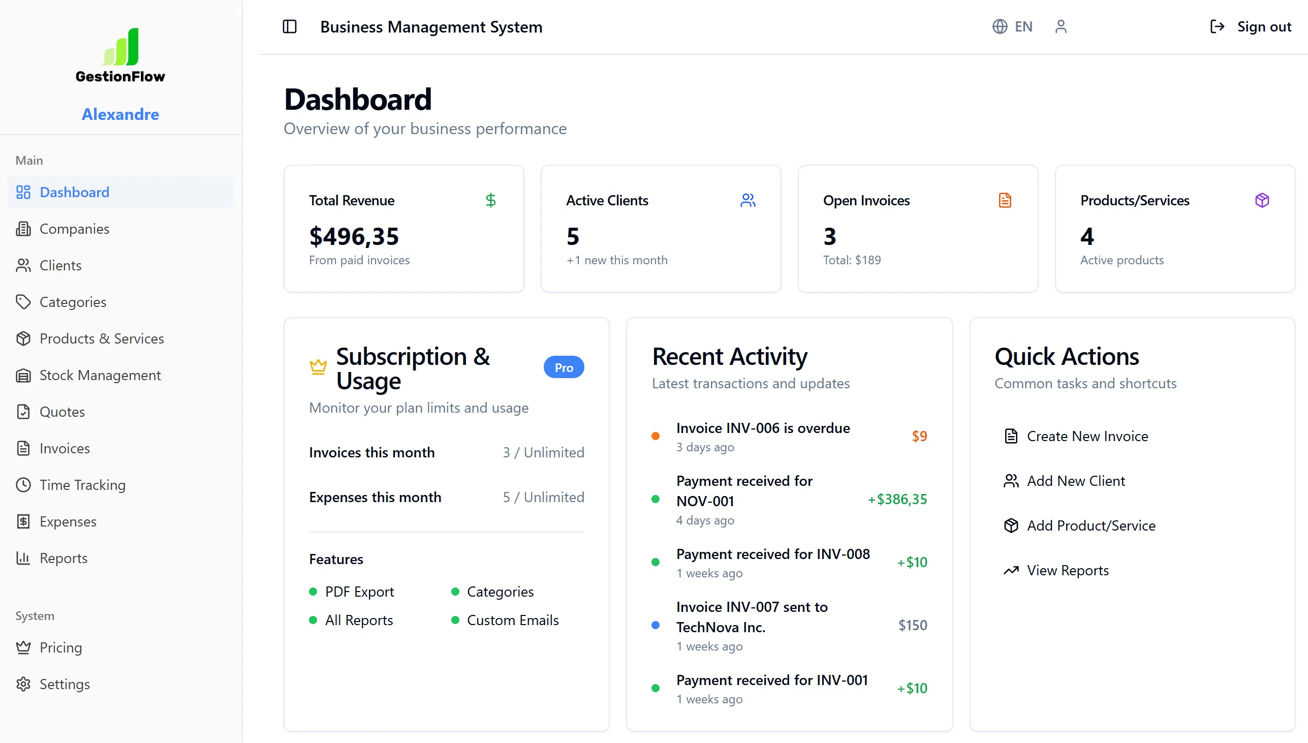 GestionFlow screenshot