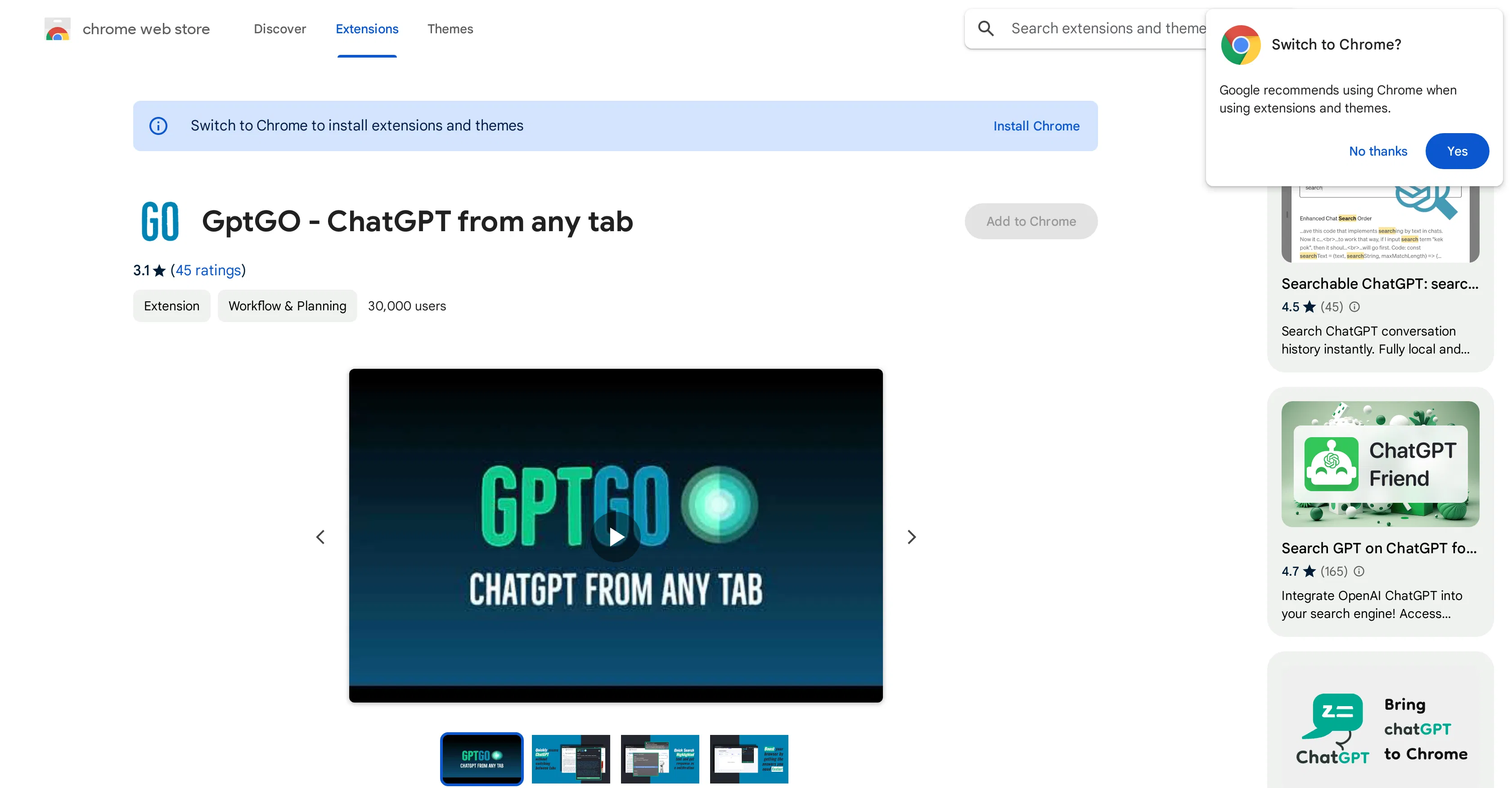 GptGO extension screenshot