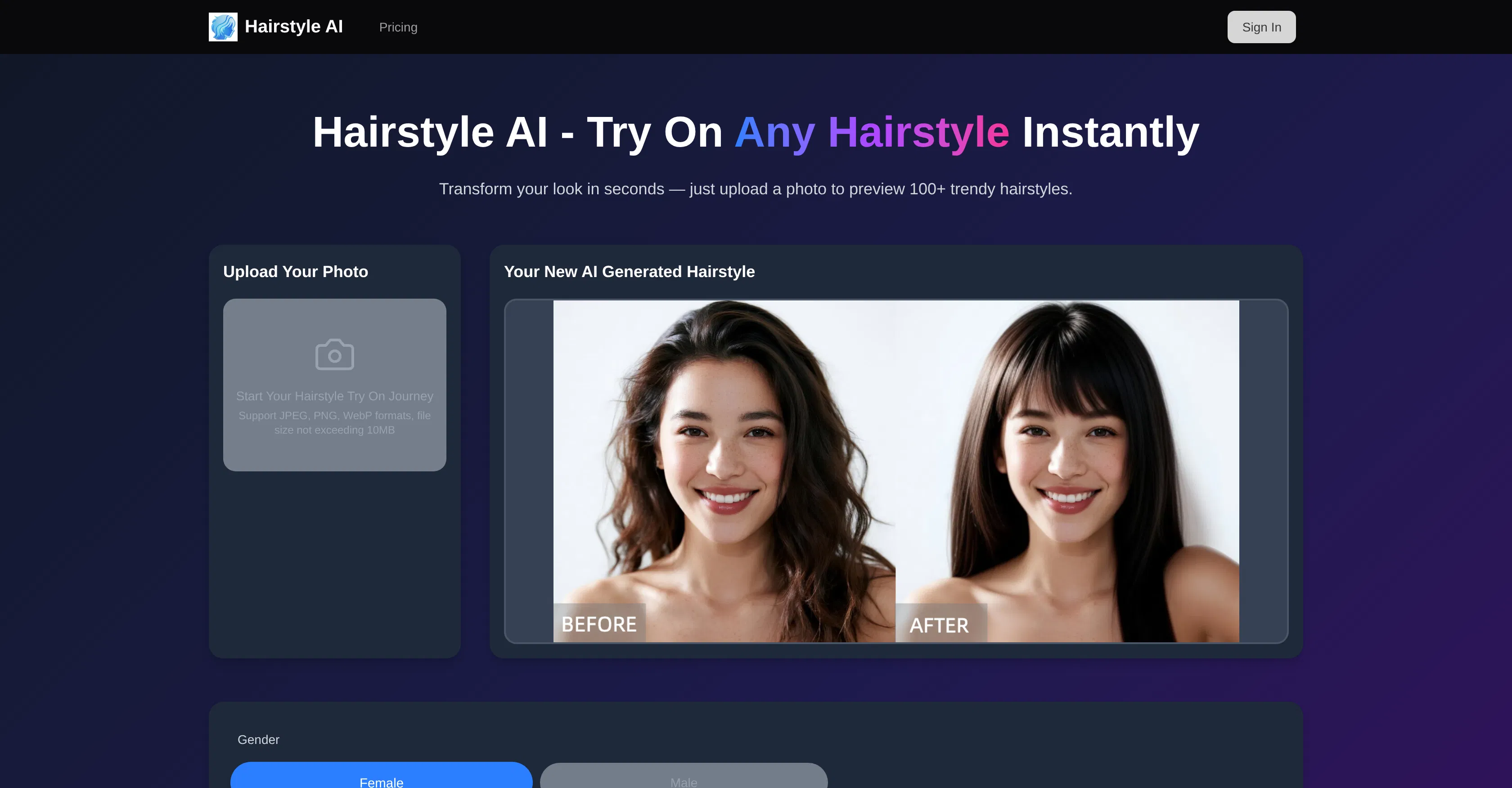 Hairstyle AI screenshot