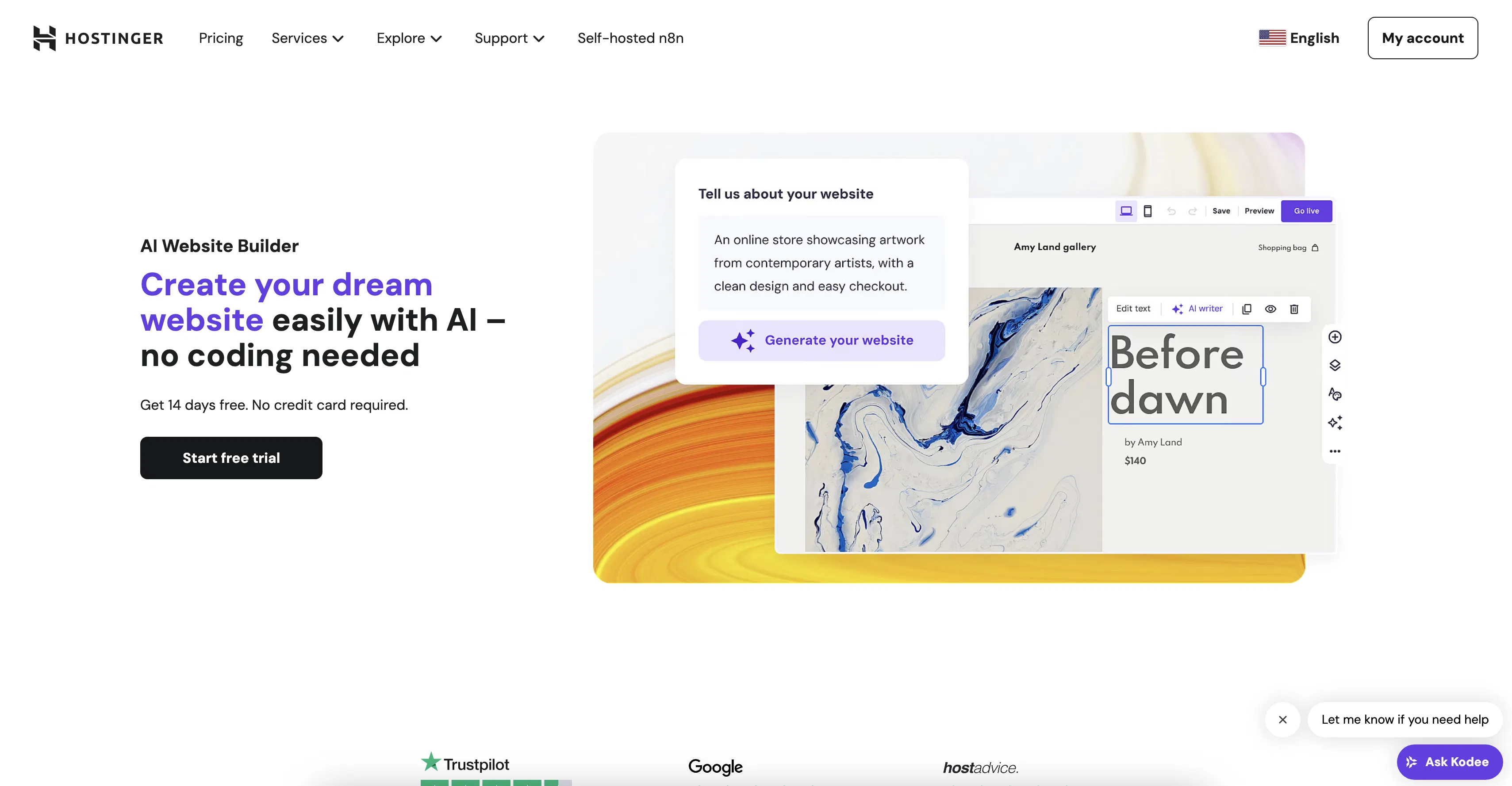 Hostinger | AI Website Builder screenshot