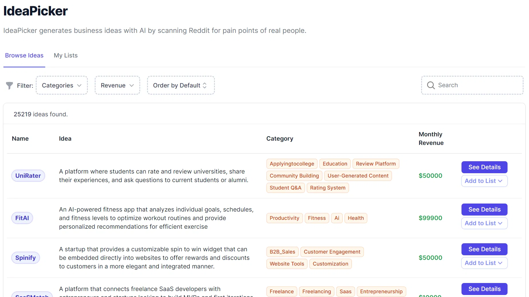IdeaPicker screenshot