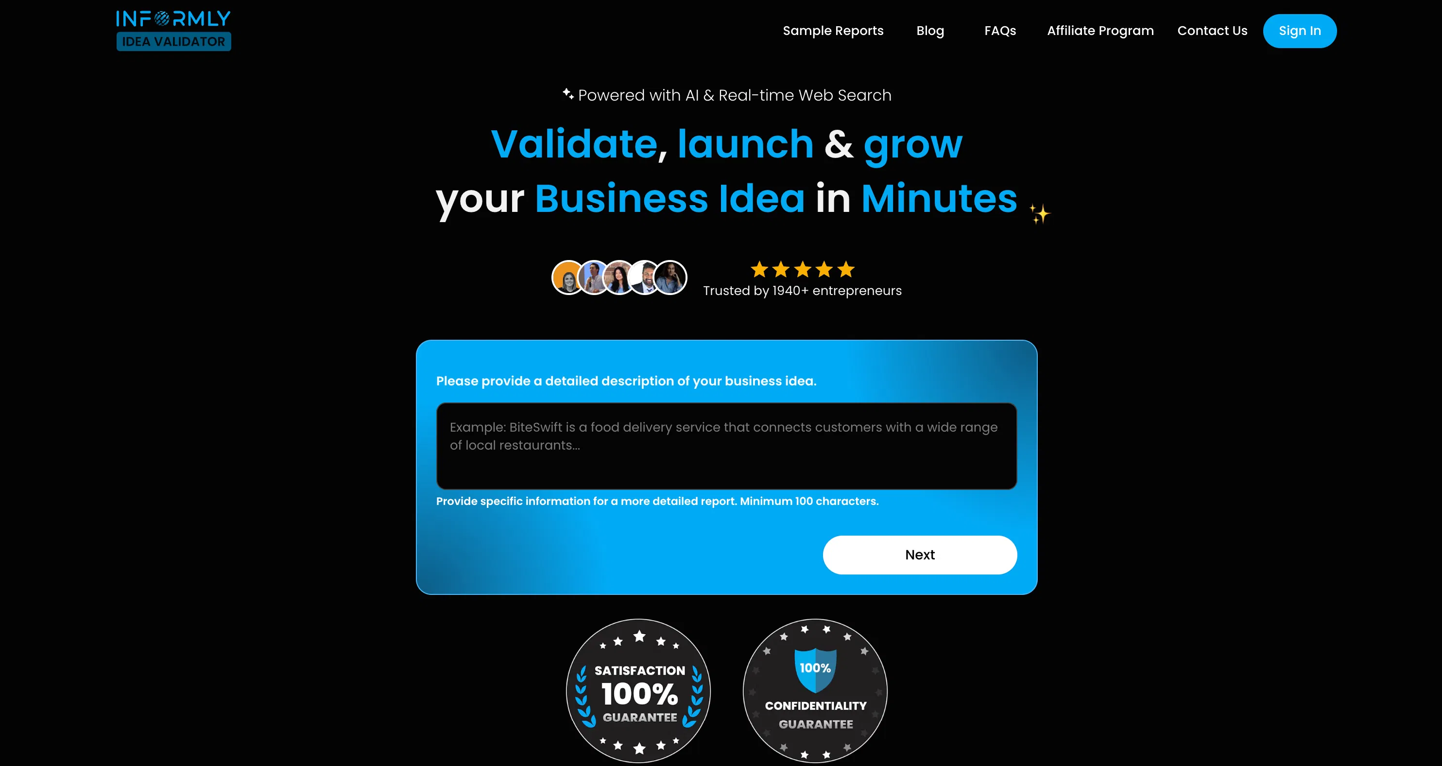 Informly Idea Validator screenshot