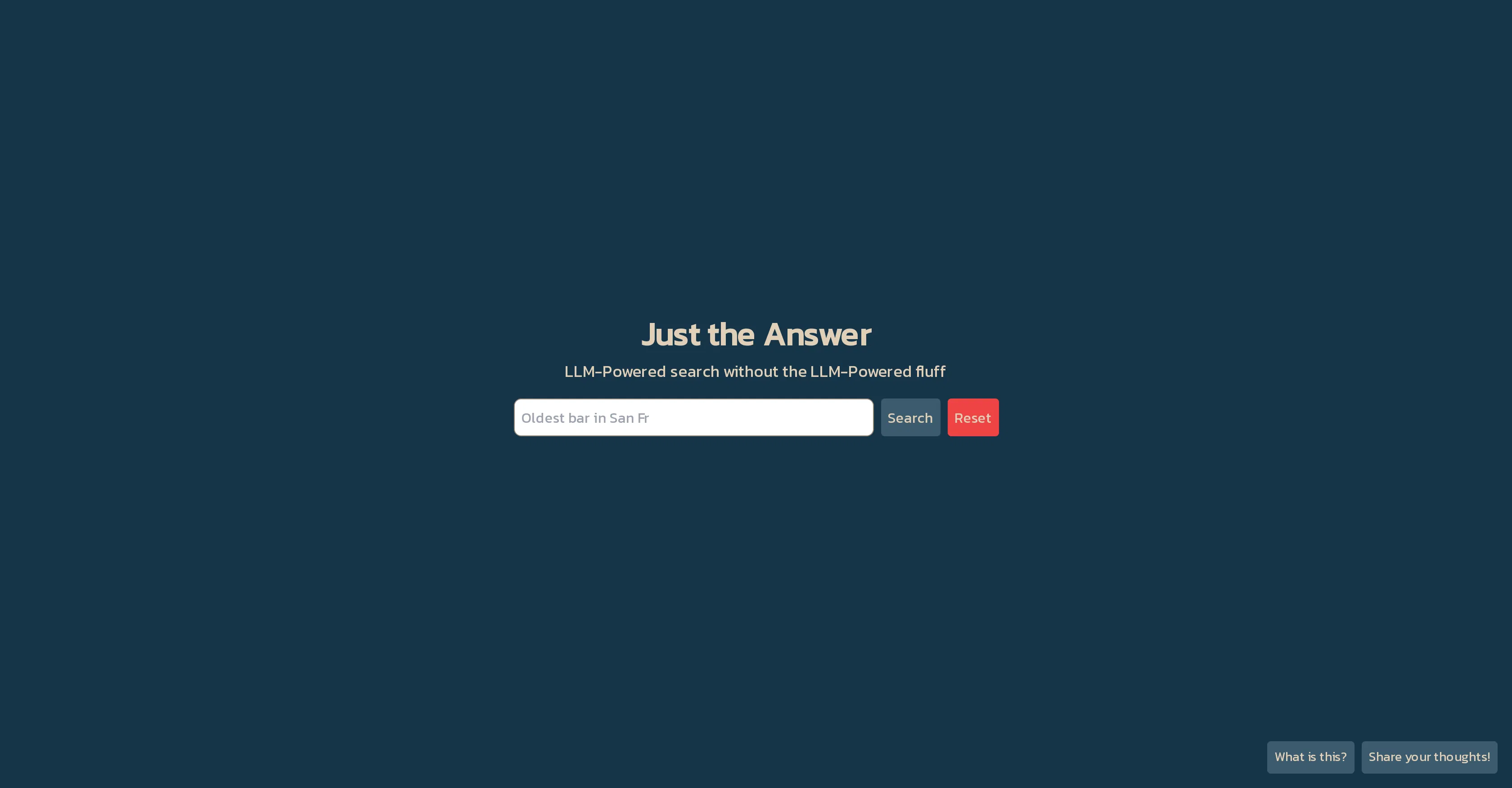 Just the Answer screenshot