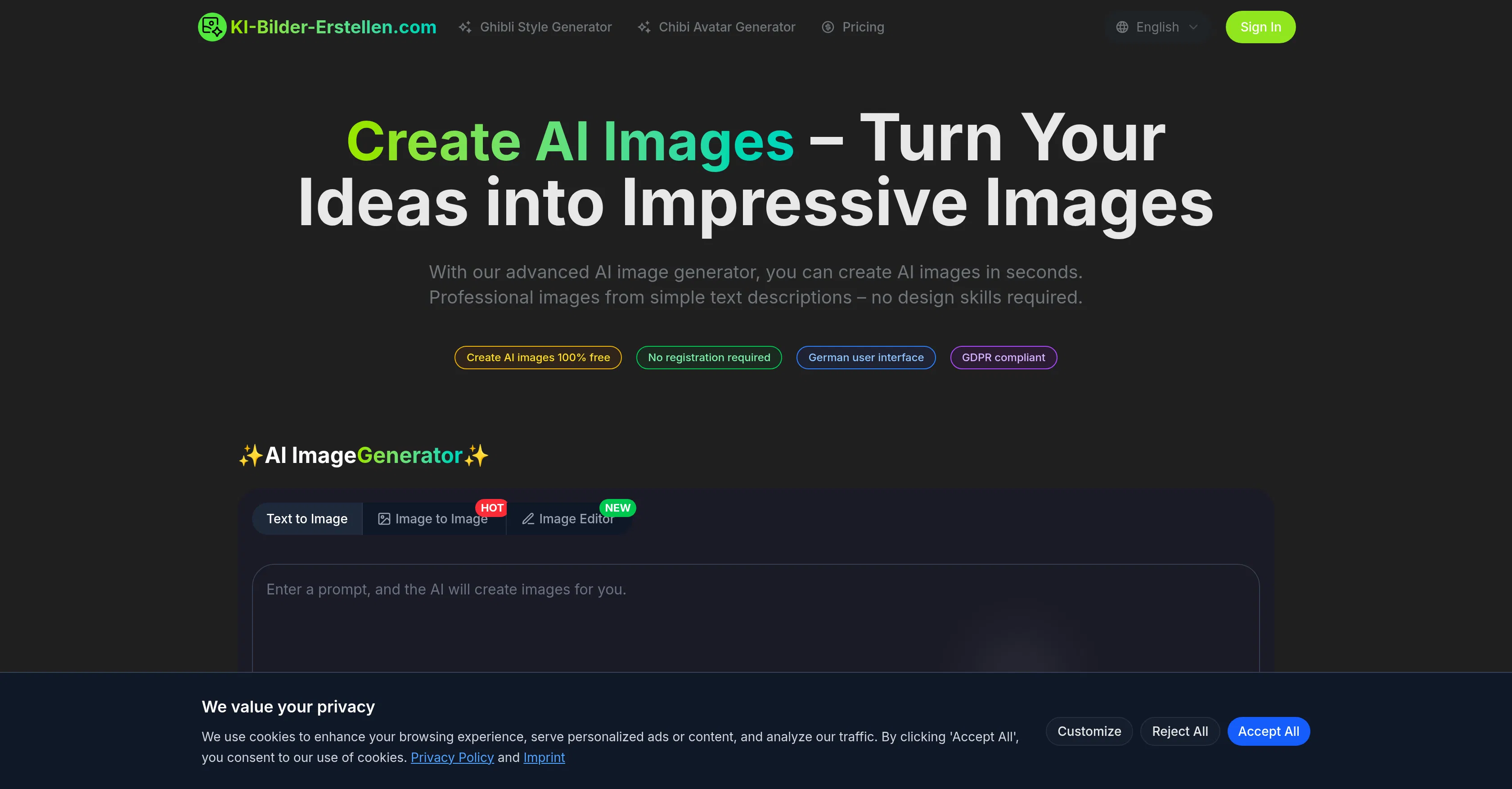 KI-Bilder-Erstellen.com screenshot
