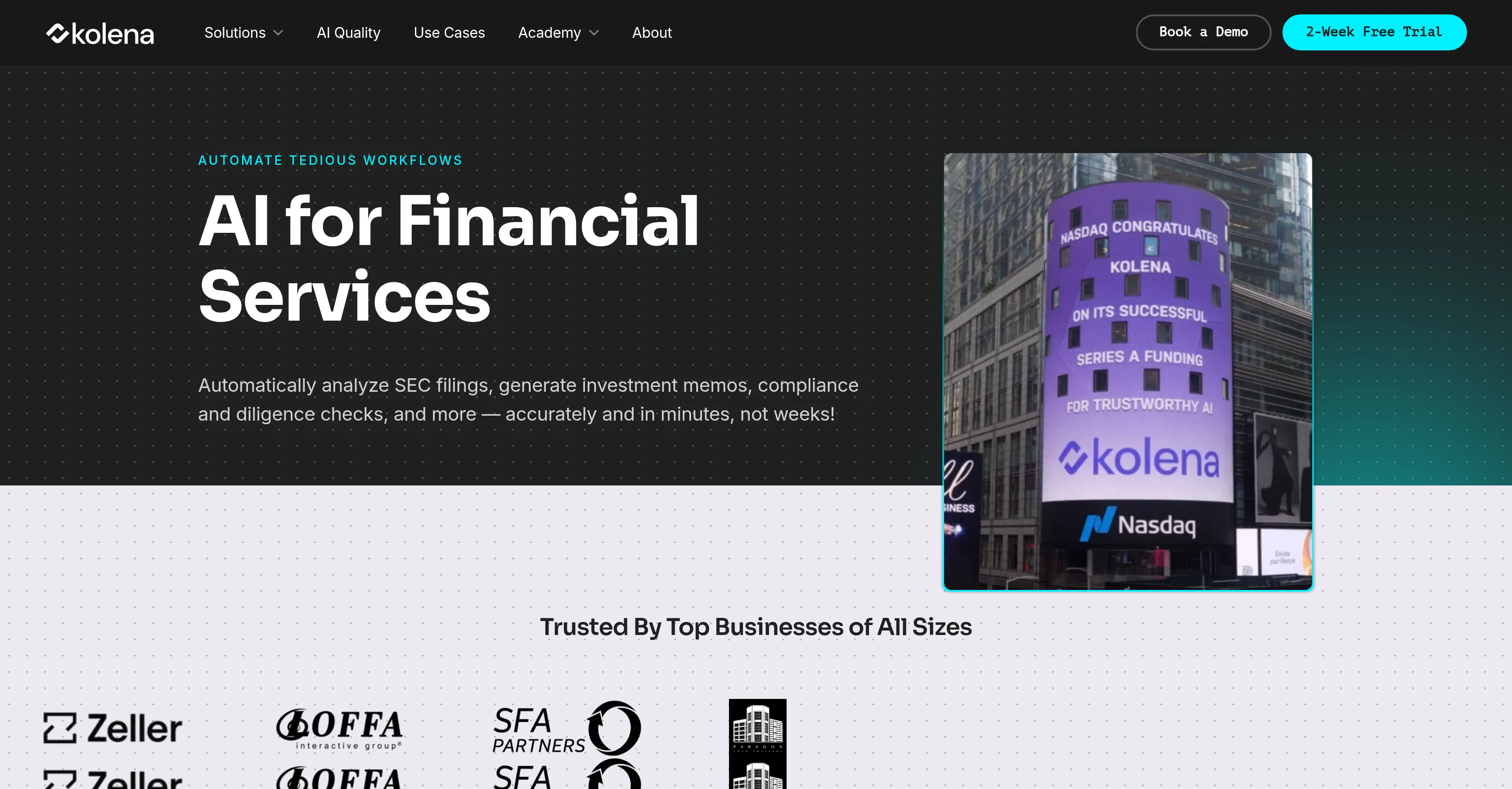 Kolena AI for Financial Services screenshot