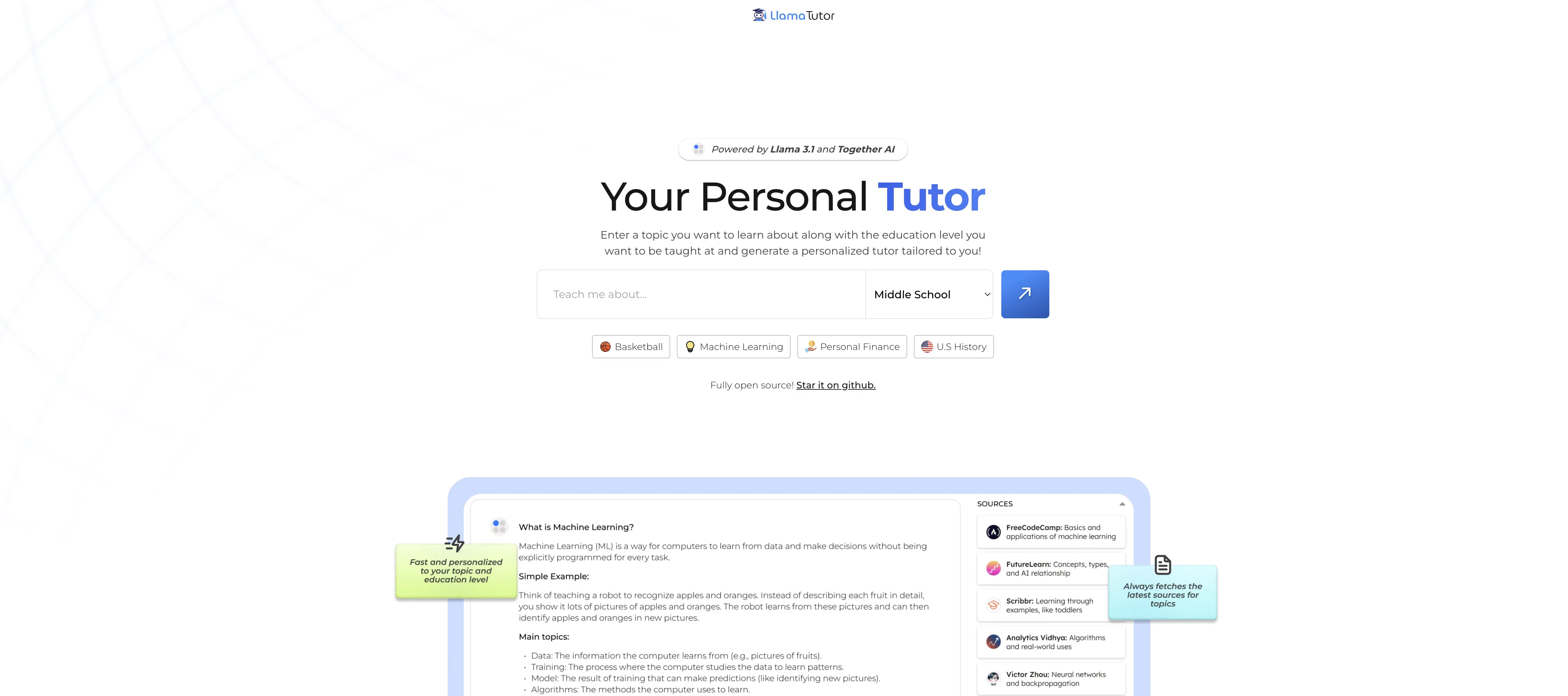 Llama Tutor screenshot
