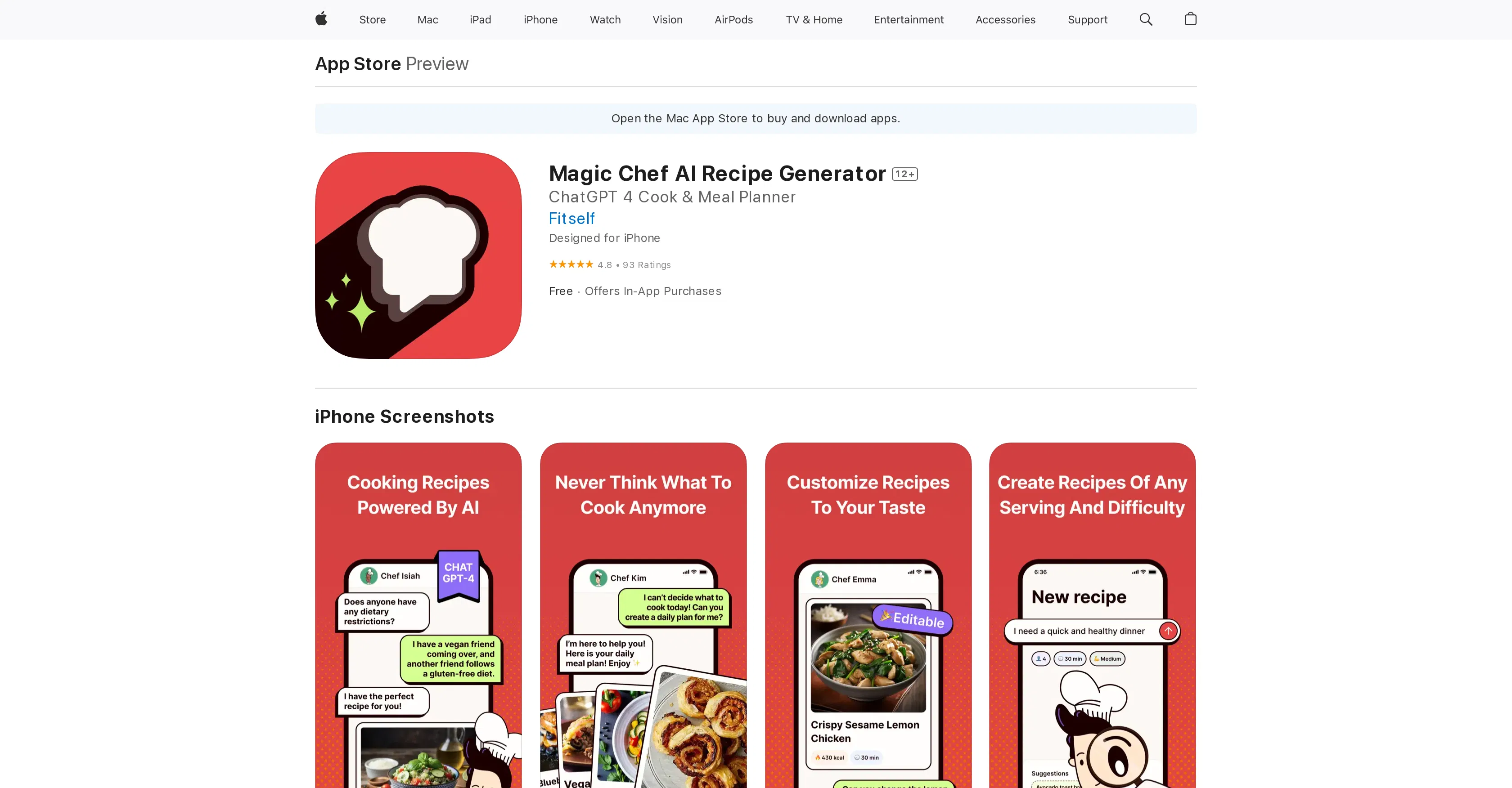 Magic Chef AI Recipe Generator screenshot