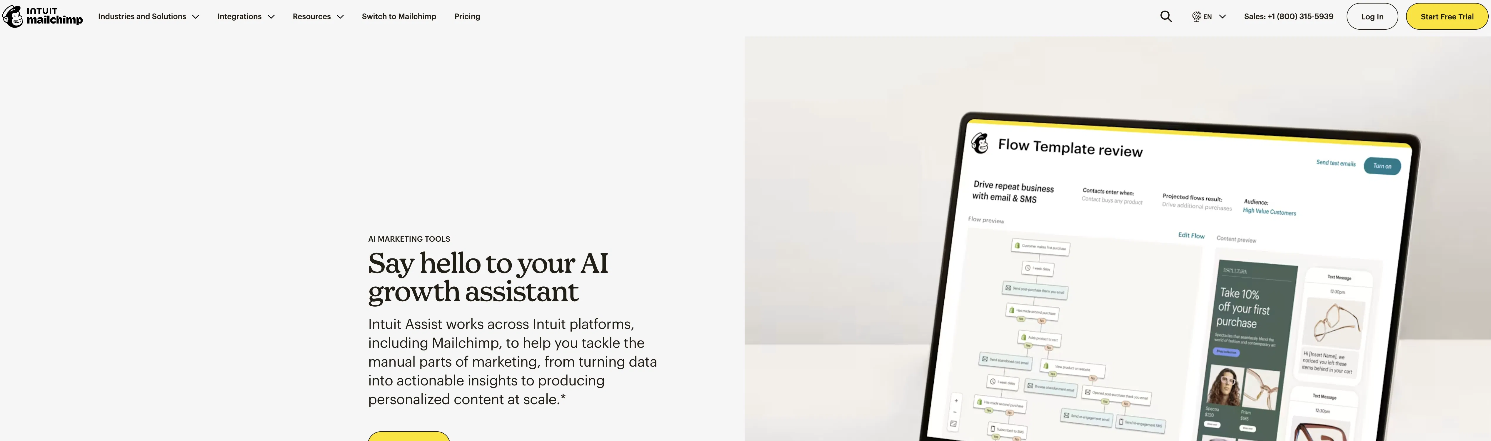Mailchimp Intuit Assist screenshot
