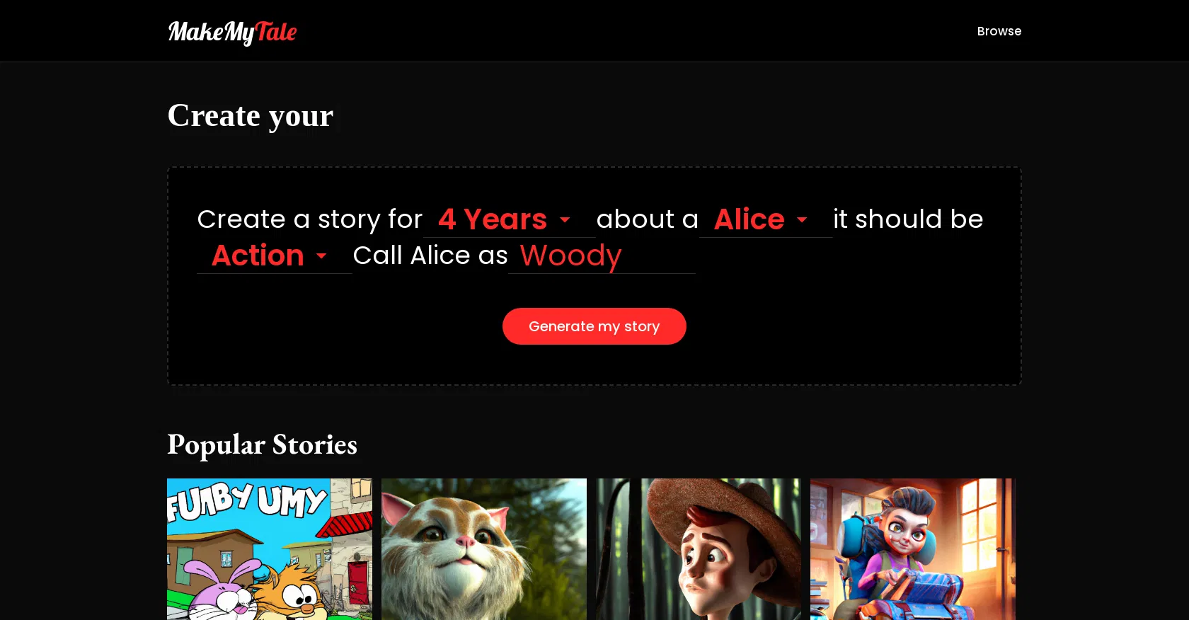 Makemytale screenshot