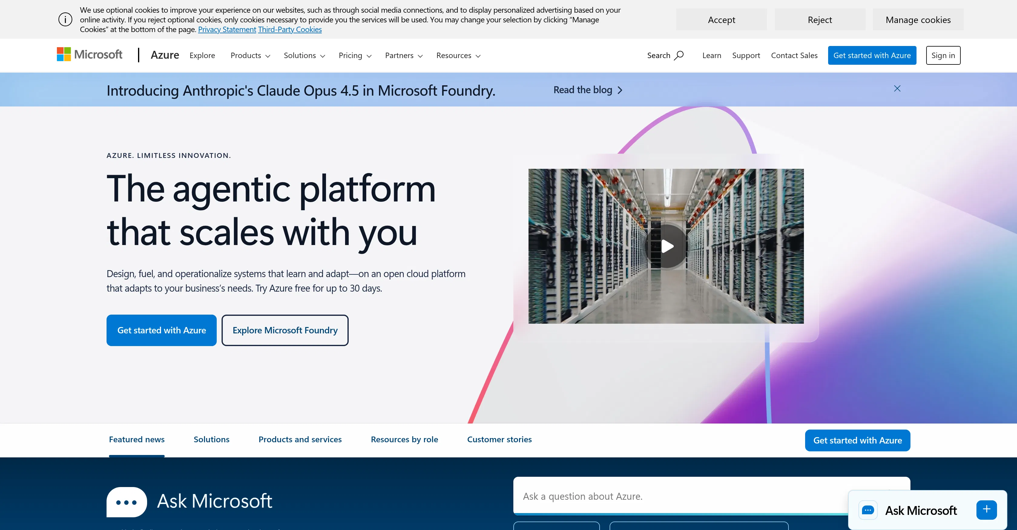 Microsoft Azure screenshot