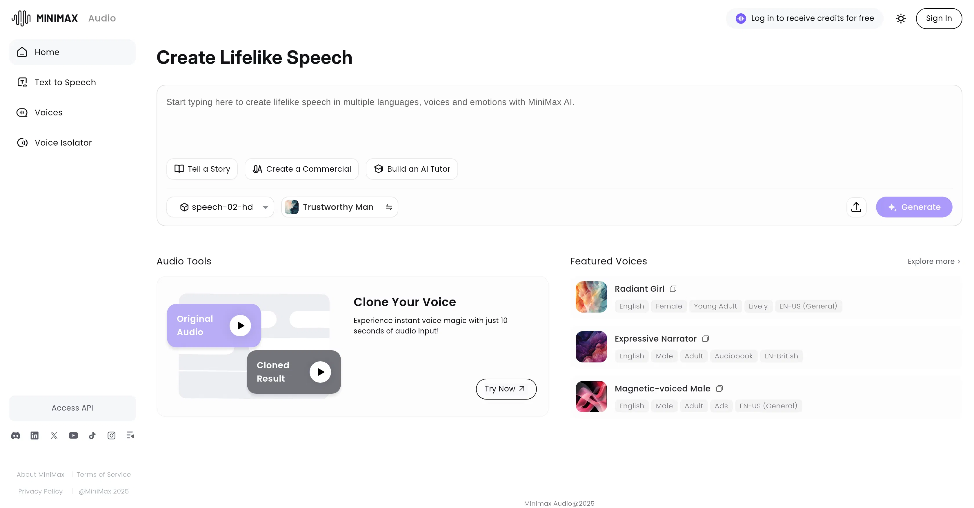 MiniMax Speech screenshot