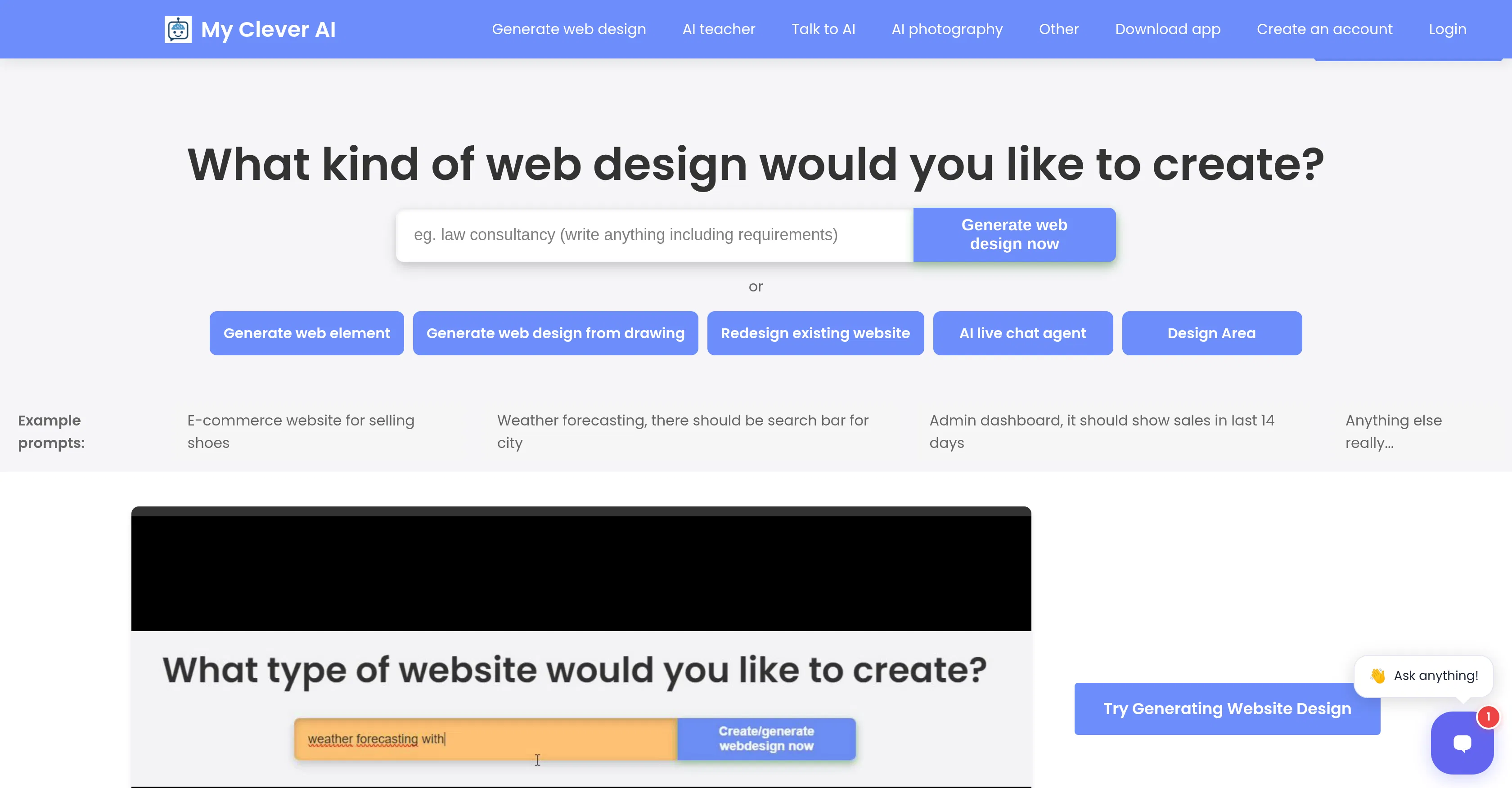 MyClever AI Website Builder screenshot
