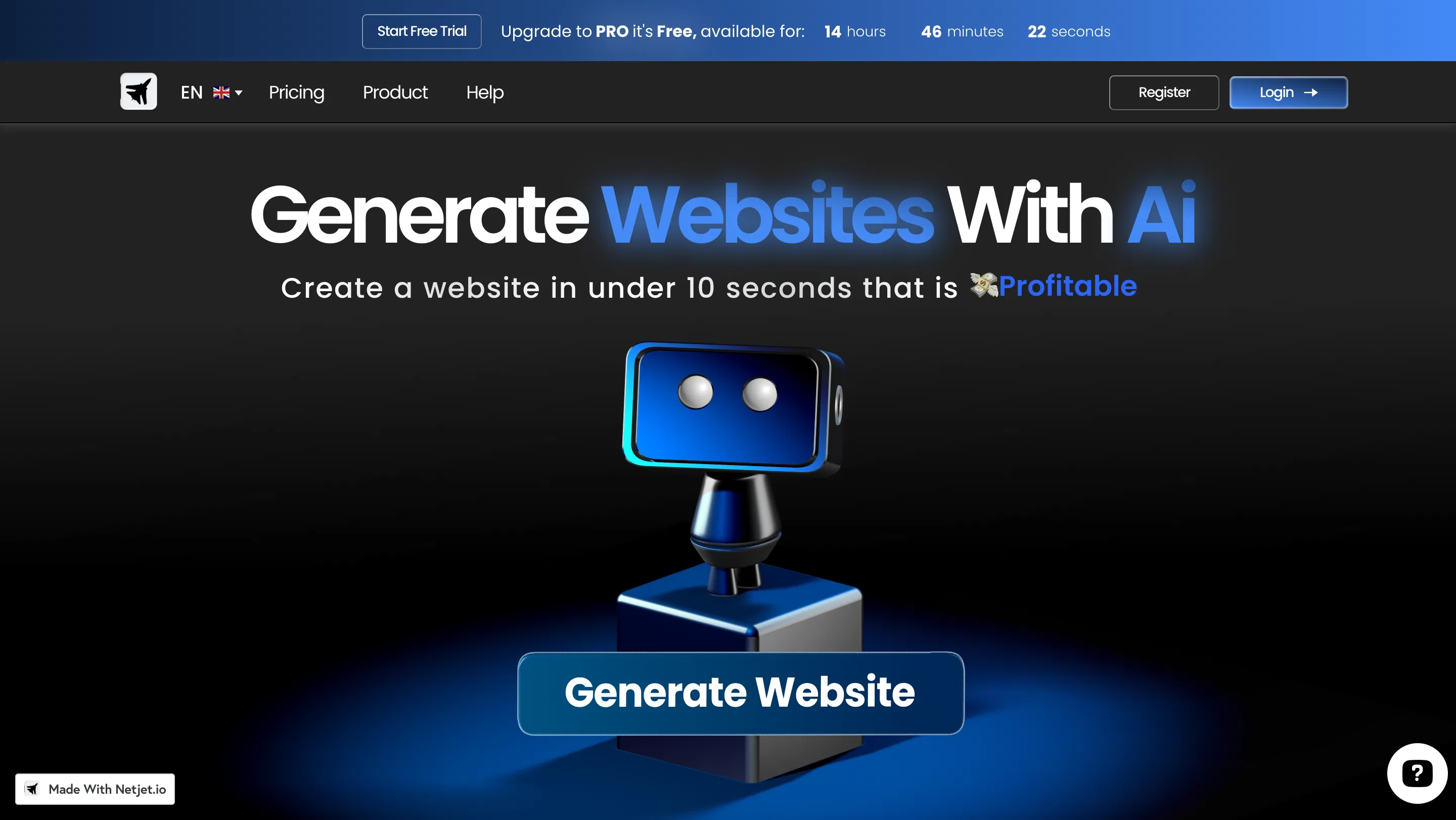 Netjet.io screenshot
