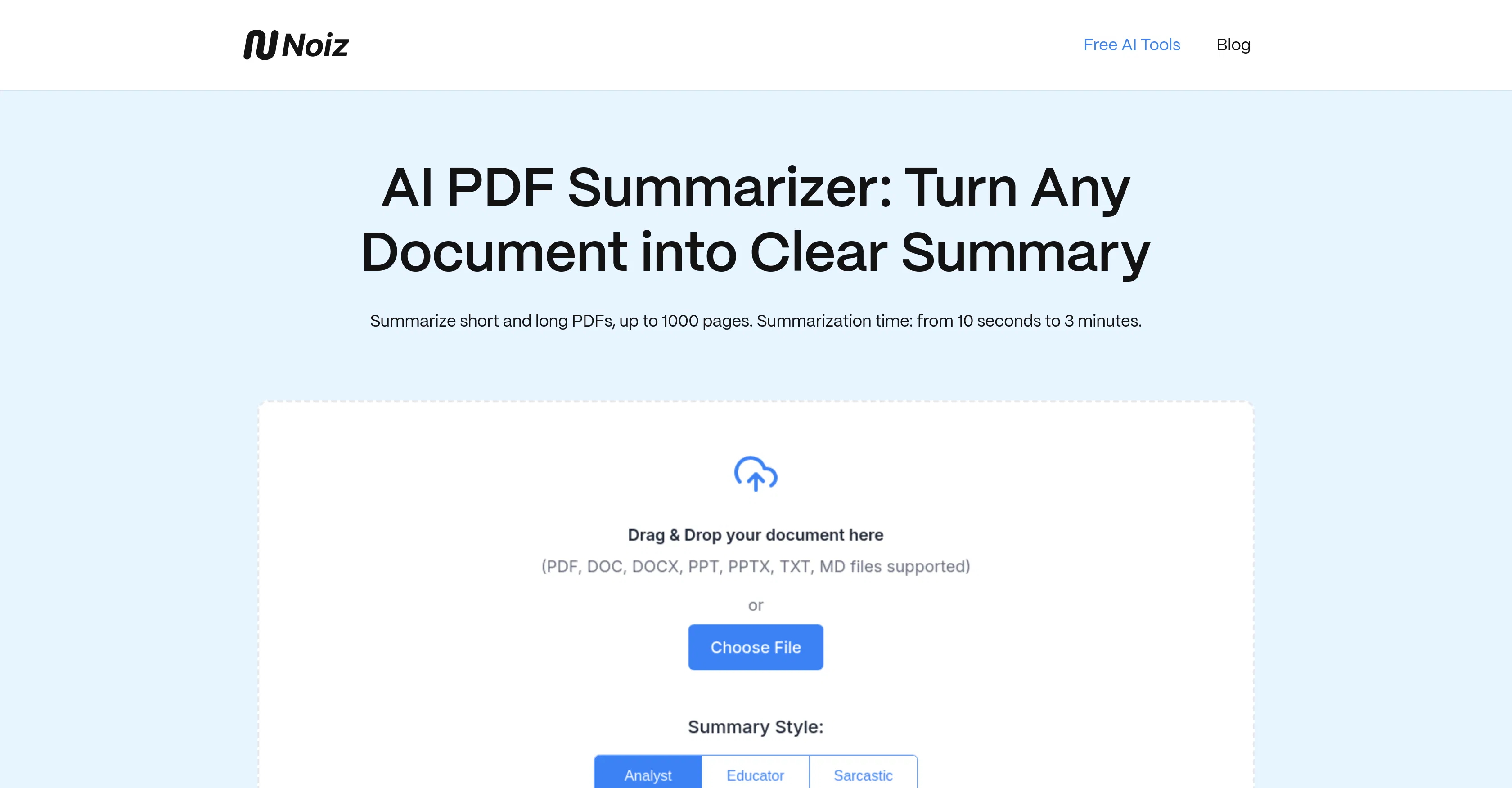 Noiz - AI PDF Summarizer screenshot