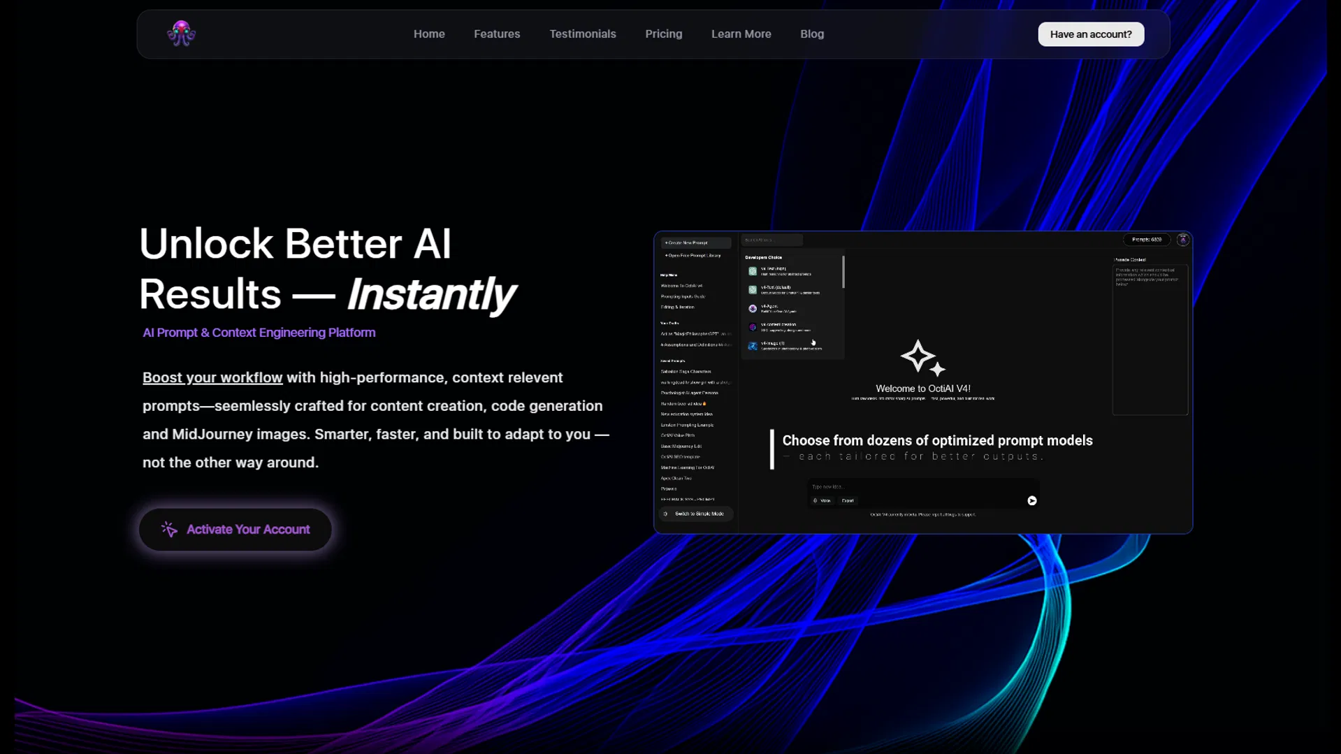 OctiAI Prompts screenshot