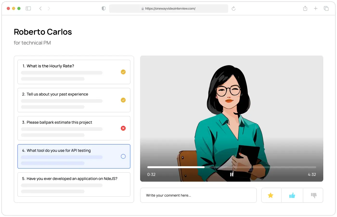 One Way Interview – Video Recruiting Tool screenshot