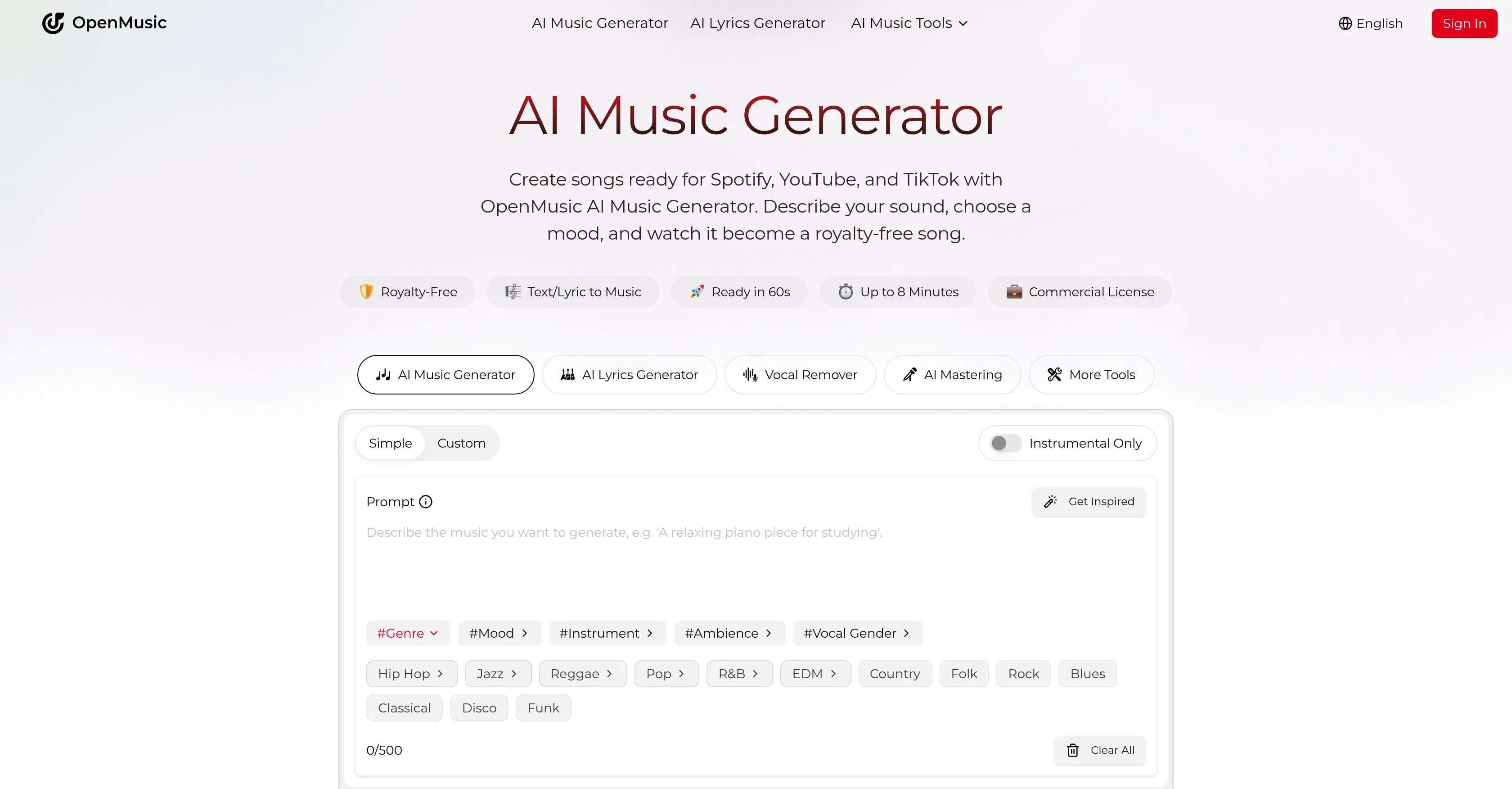 OpenMusic AI screenshot