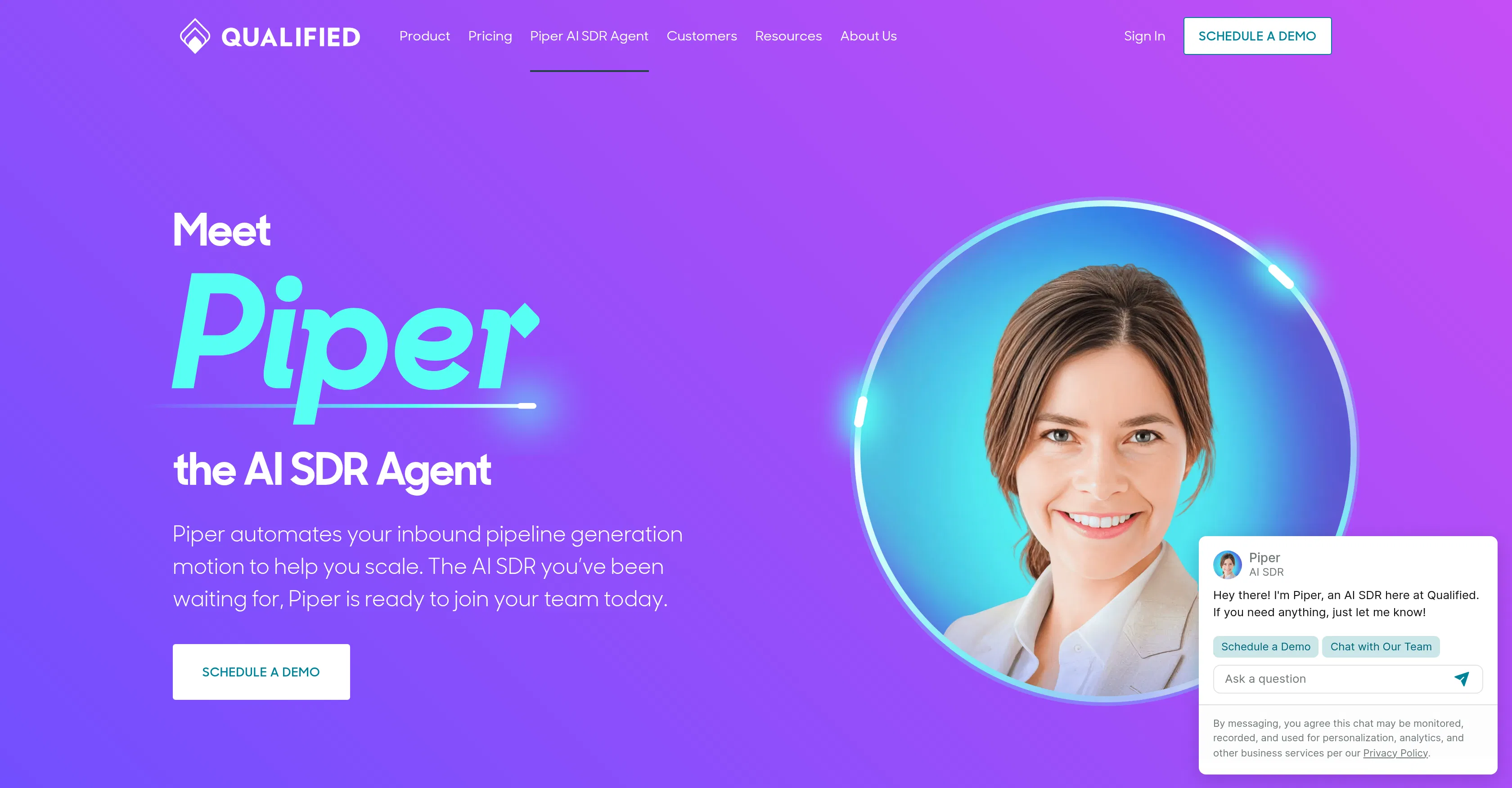 Piper SDR Agent by Qualified screenshot