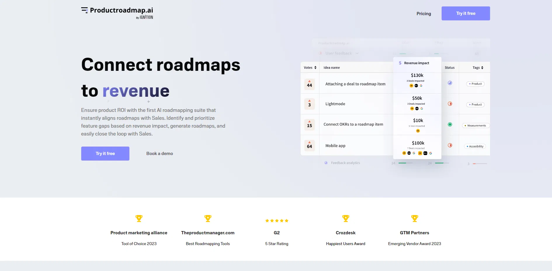 Productroadmap screenshot